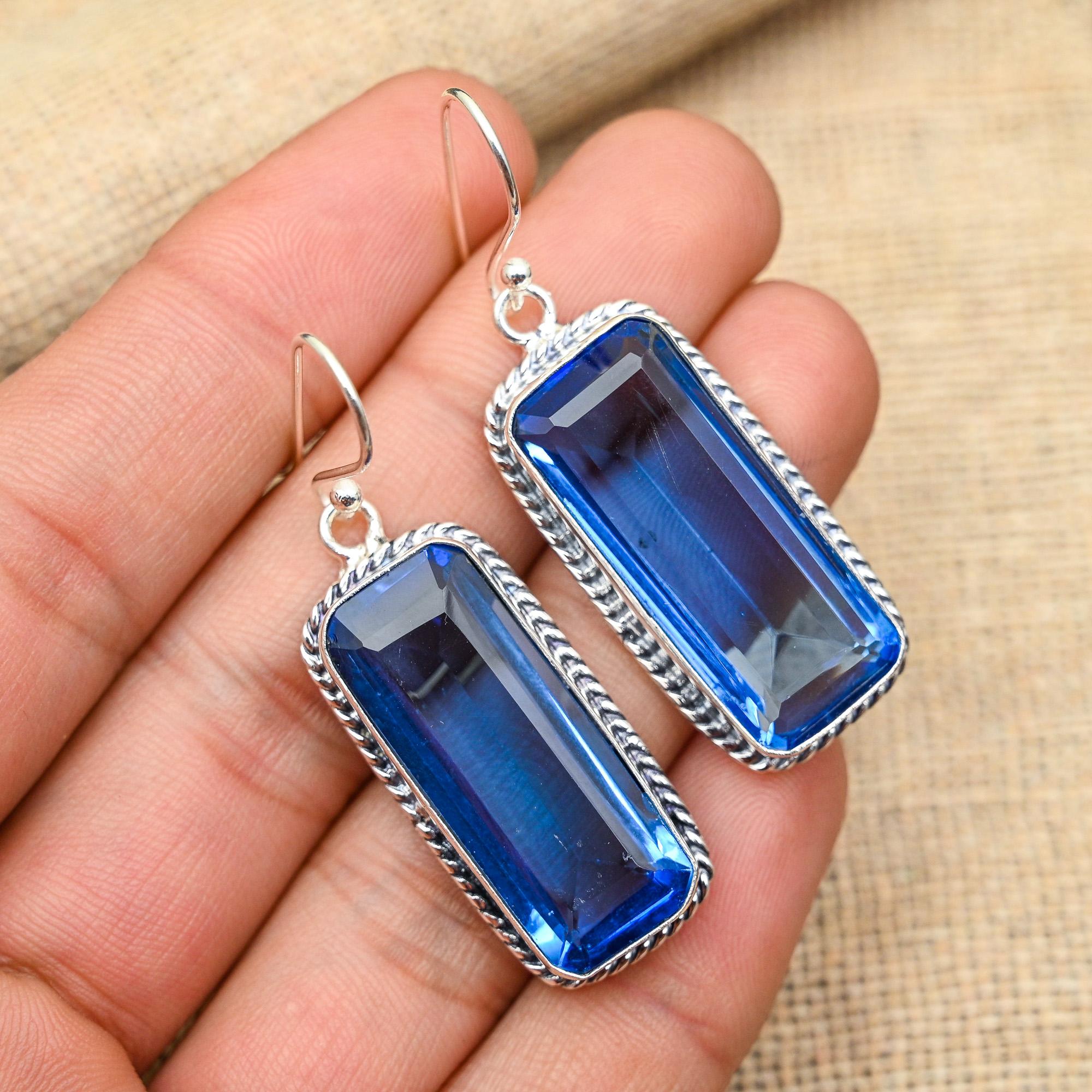 Tanzanit ädelsten 925 sterling silver smycken handgjorda örhängen för bröllopspresent