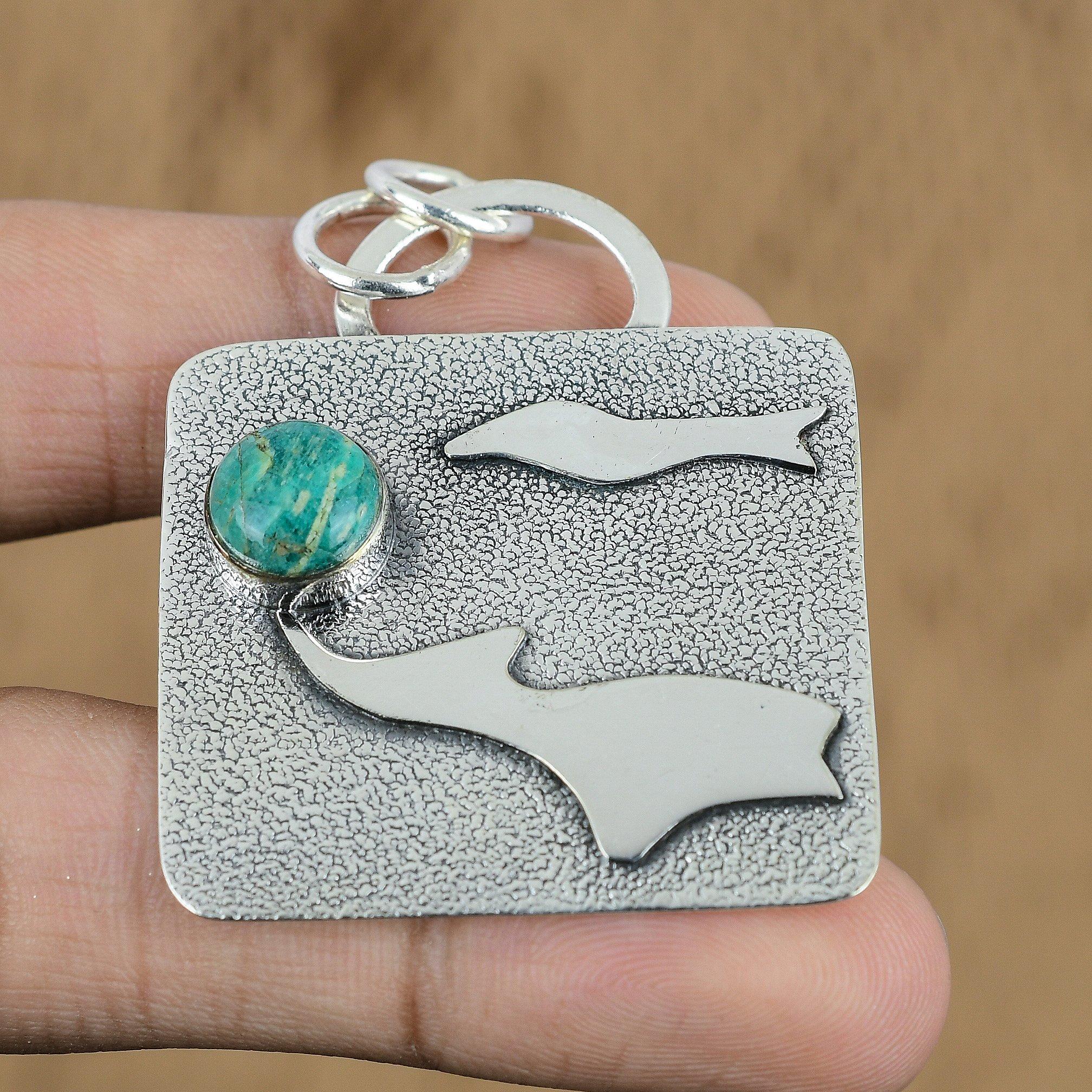 Gift For Women Jewelry Pendant 925 Sterling Silver Natural Amazonite Gemstone