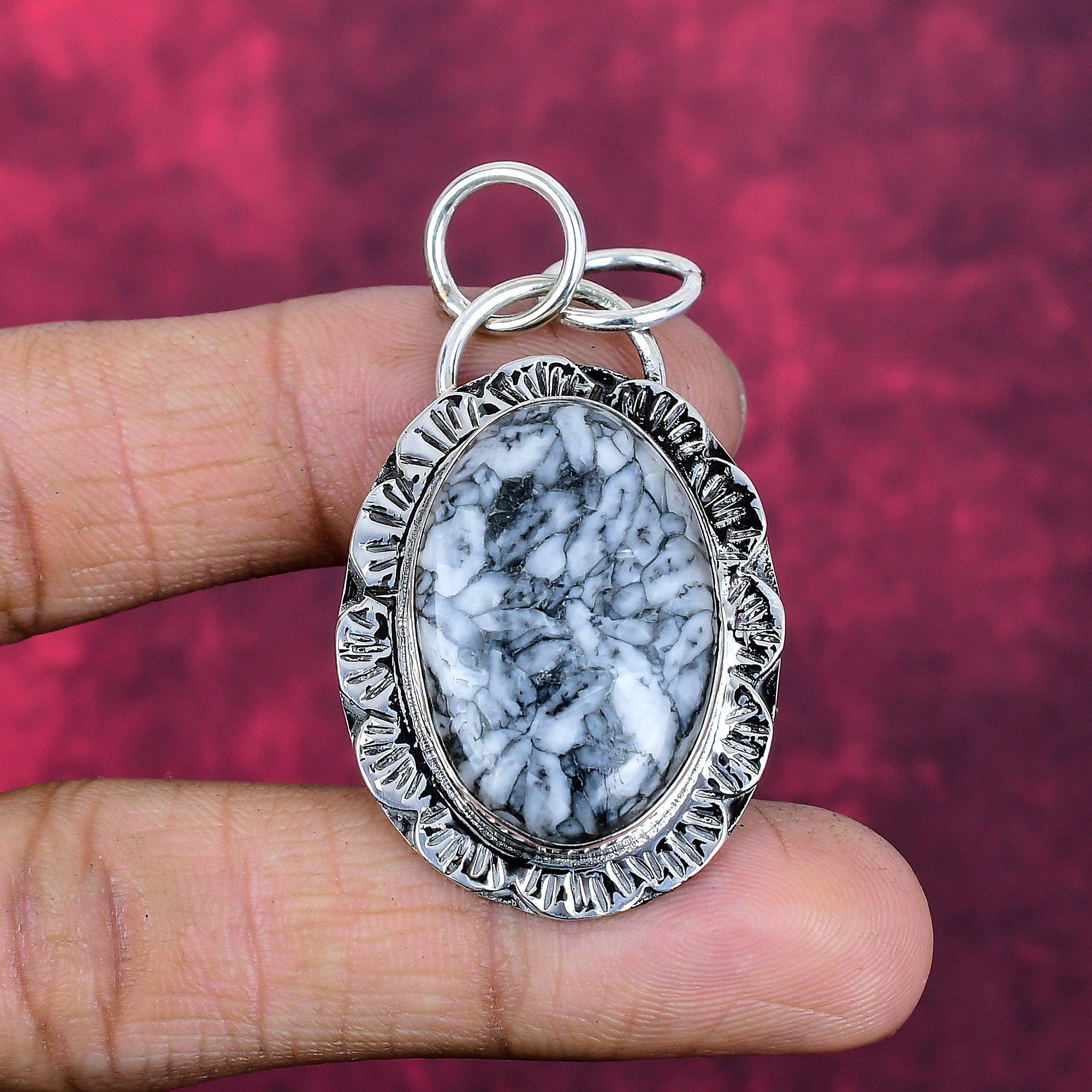 Pinolith Pendant Gemstone Jewelry, 925 Solid Sterling Silver Pendant, Gift For Women Handmade Pendant