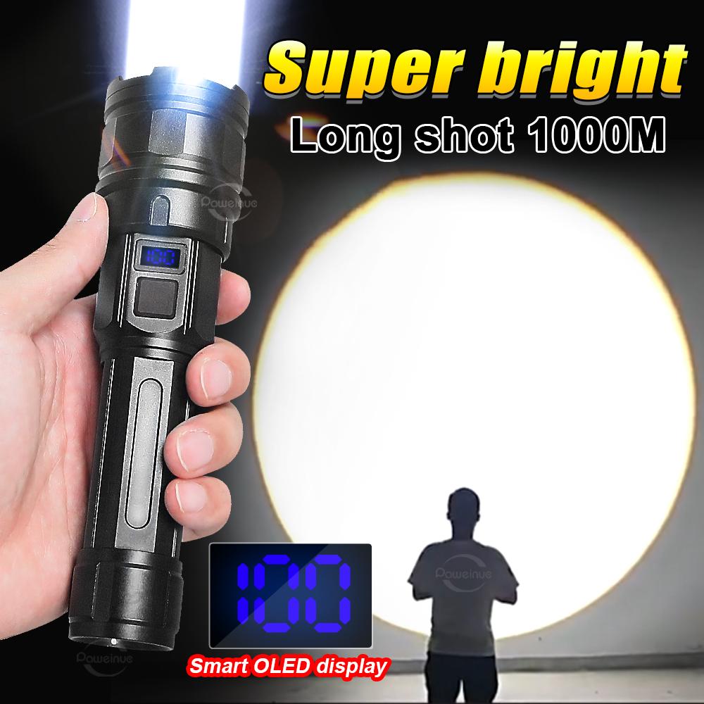 Powerful Flashlight High Lumen 100000LM Zoomabe Lamp Waterproof Lantern Outdoor Flash light Rechargeable Torch