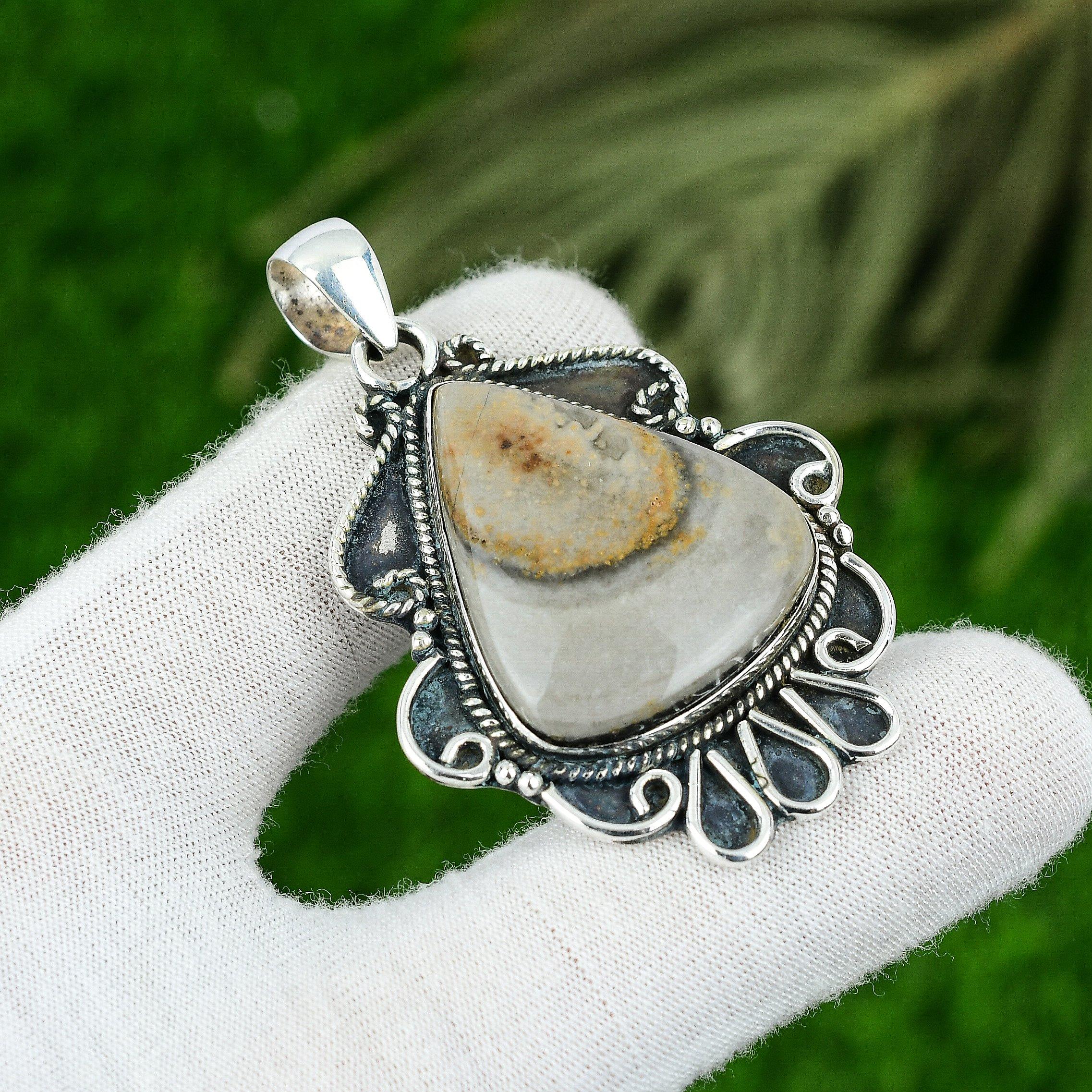 Töchtertag Sale 925er Sterlingsilber Porzellan Jaspis Edelstein Fassung Anhänger