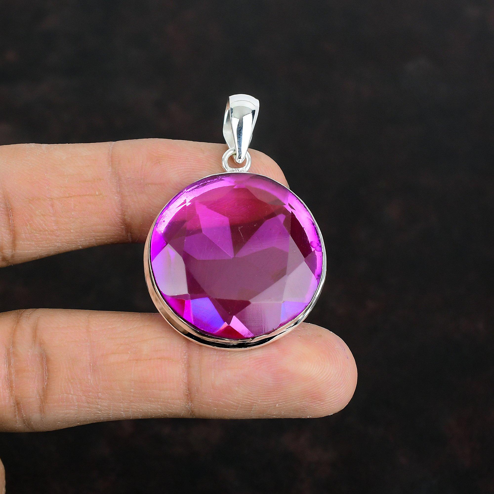 Faceted pink tourmaline pendant 925 sterling silver pendant handmade pendant gemstone jewelry designer pendant gifts for friend boho jewelry