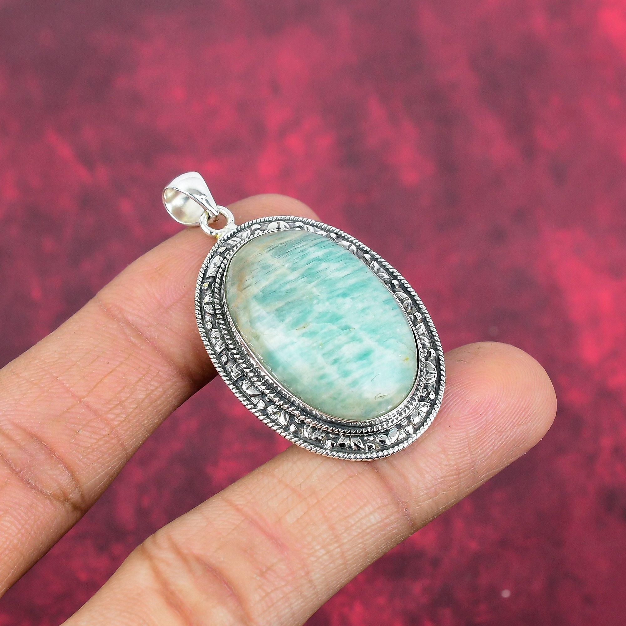 Amazonite Pendant, 925 Solid Sterling Silver Pendant Handmade Gemstone Jewelry, Gifts For Wife Brand New Pendant