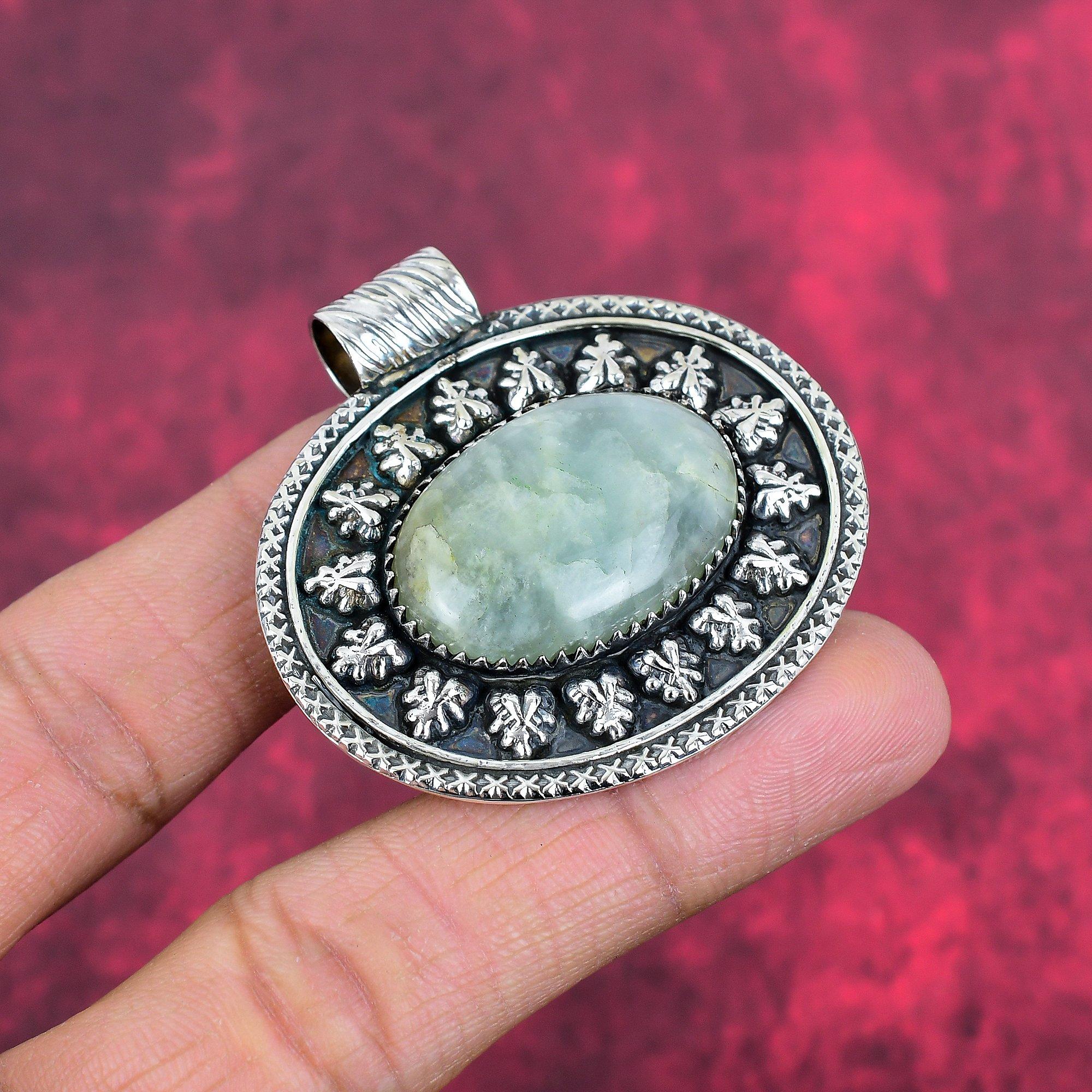 Pendentif Aigue-marine, Bijou en Pierre Précieuse en Argent Sterling Massif 925, Pendentif Fait Main, Pour Thanksgiving