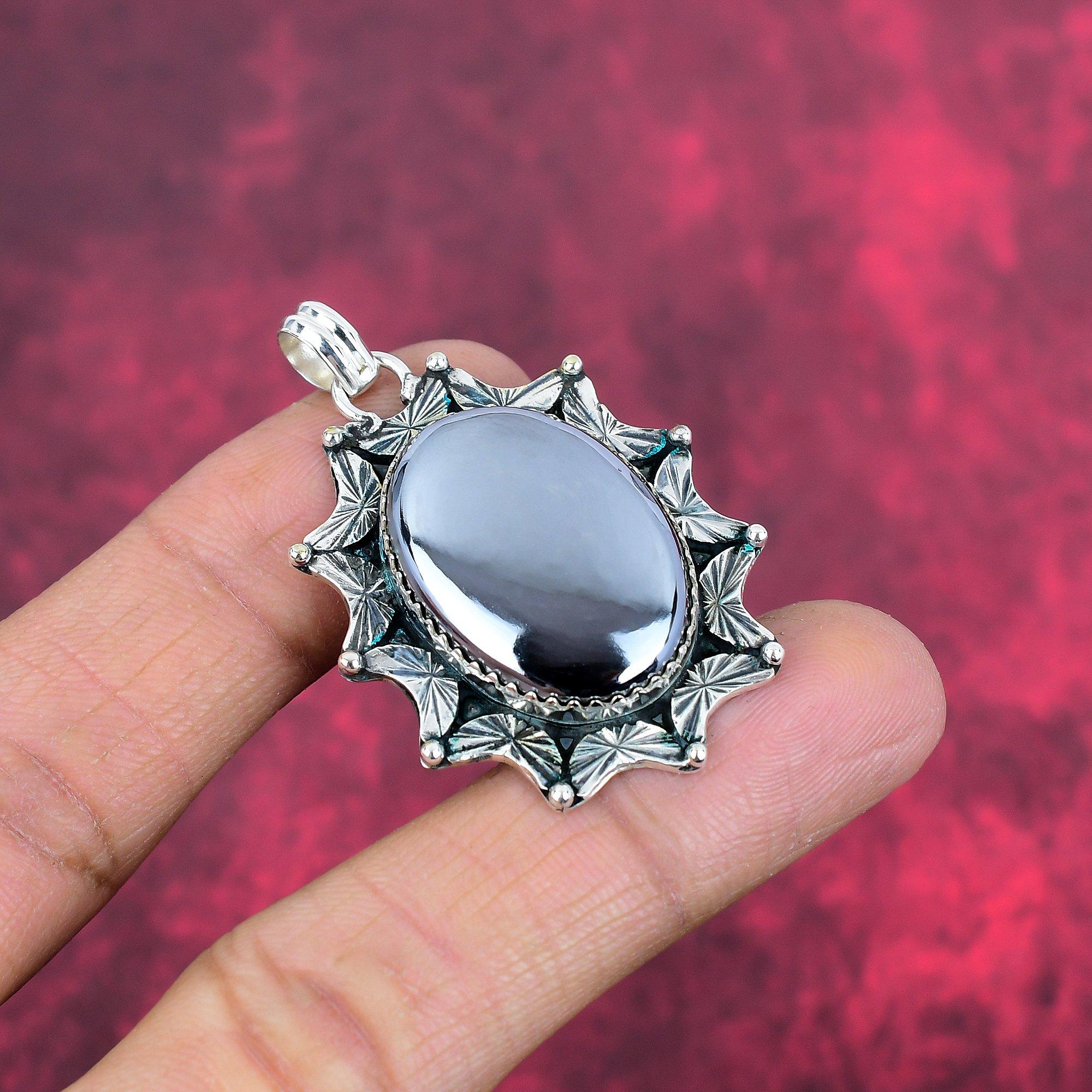 Pingente de Shungite, Joia de Pedra Preciosa de Prata Esterlina Sólida 925, Pingente Feito à Mão, Para Ação de Graças