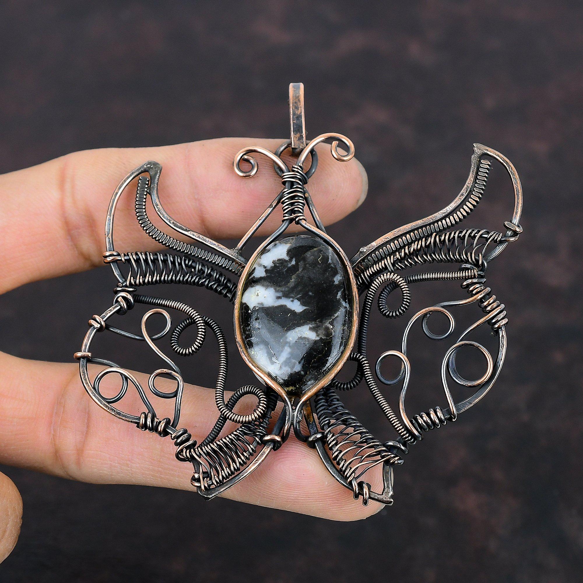 Pandantiv Turcoaz Bivol Alb Pandantiv Înfășurat în Sârmă de Cupru Bijuterii Handmade Pandantiv cu Piatră Prețioasă Bijuterii din Sârmă de Cupru Pandantiv Fluture Pentru Cadou