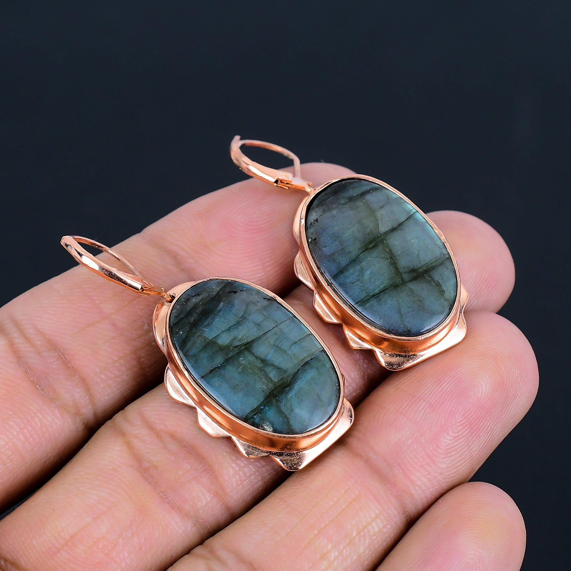 Labradorite Gemstone Handmade Copper Jewelry Gorgeous Earring For Women