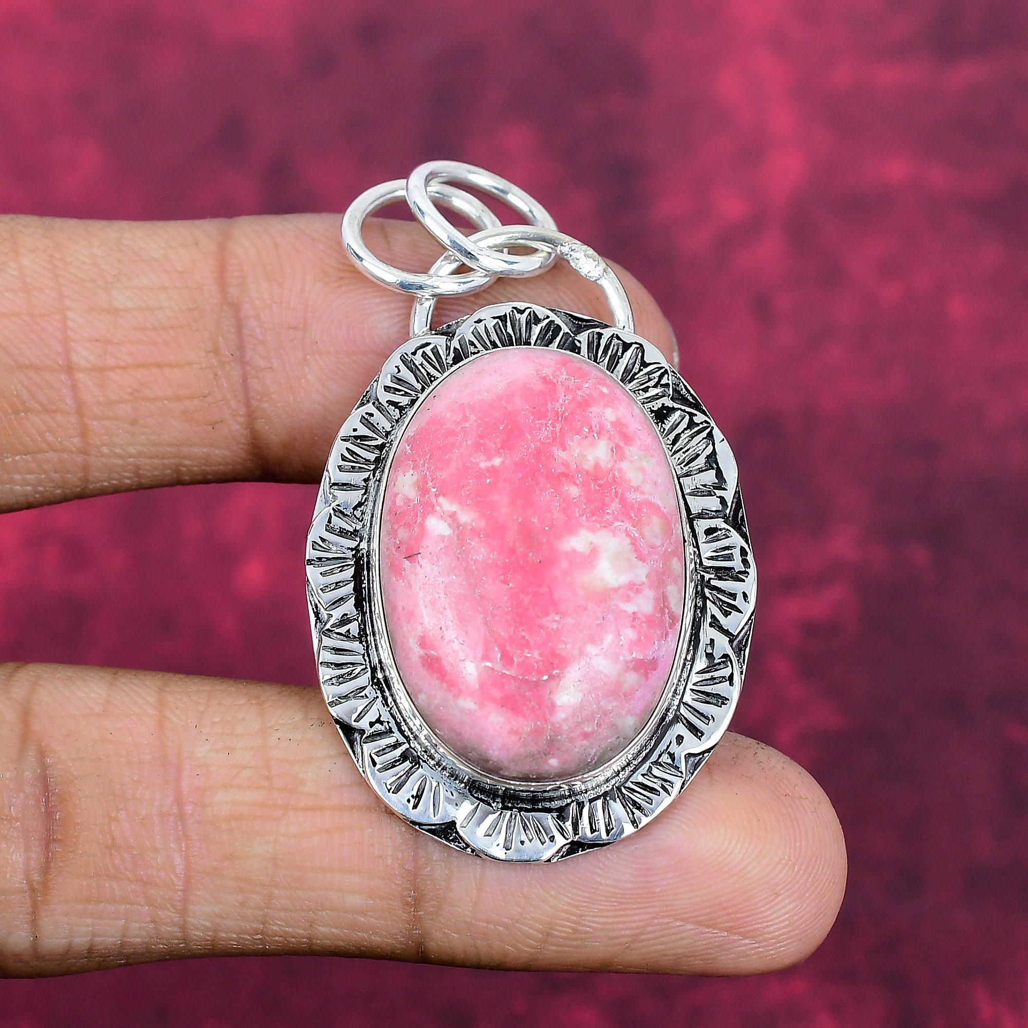 Pink Thulite Jewelry, 925 Solid Sterling Silver Pendant Handmade Gemstone Jewelry, Gifts For Wife Brand New Pendant Jewelry