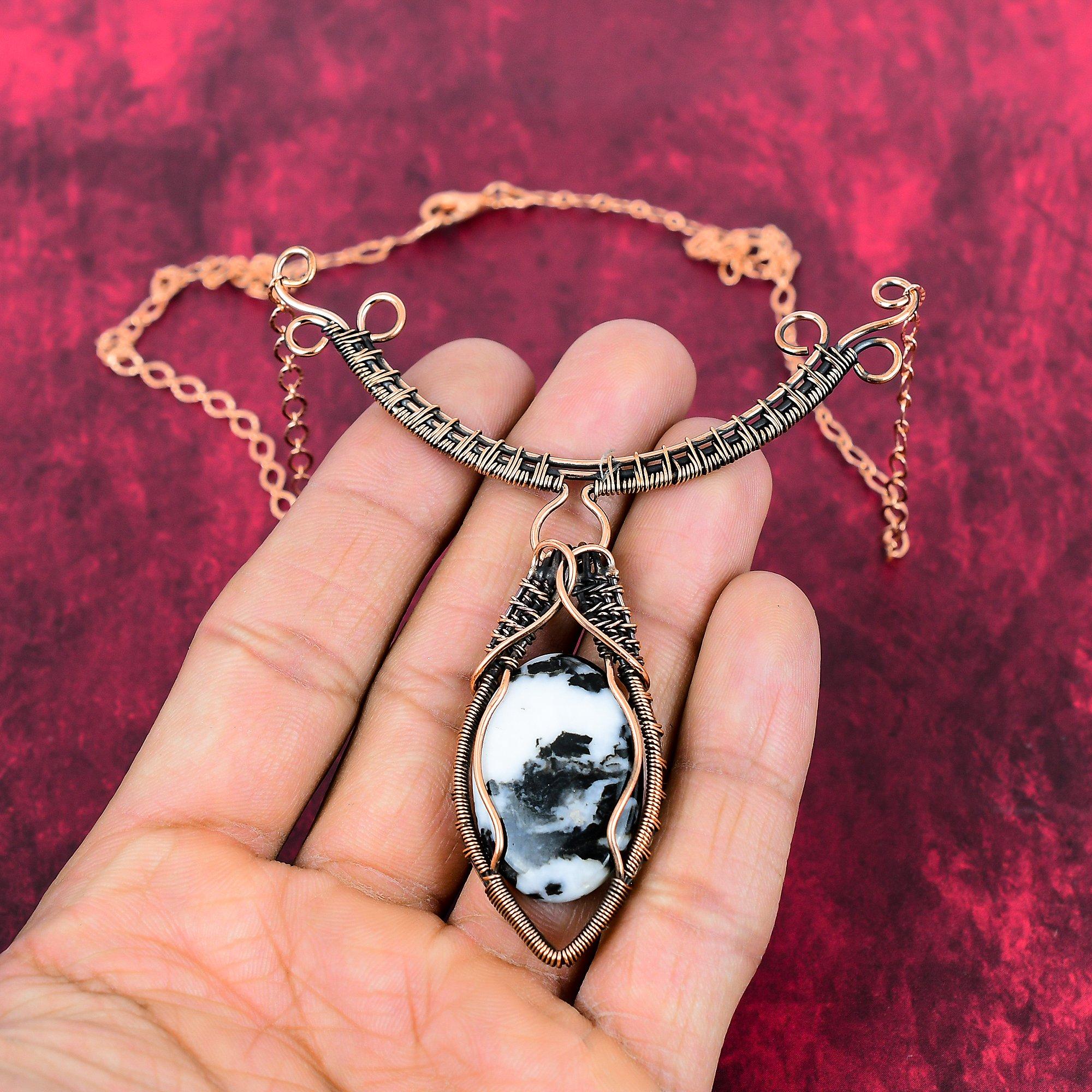 White Buffalo Turquoise Necklace Copper Wire Wrapped Necklace Adjustable Chain Necklace Copper Jewelry Handmade Necklace Gemstone Jewelry