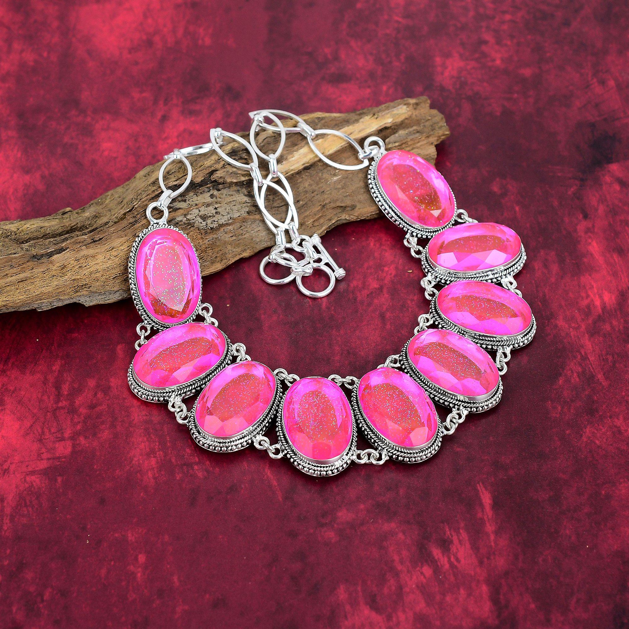Pink Triplet Opal Necklace, 925 Solid Sterling Silver Gemstone Jewelry, Handmade Necklace, For Thanksgiving