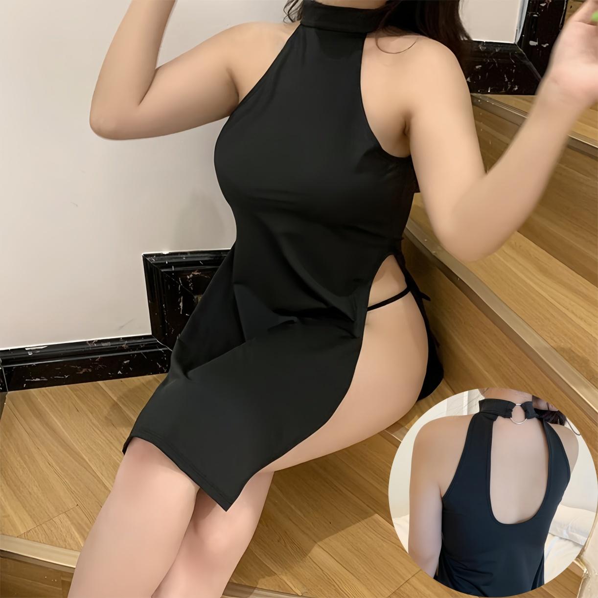 Large Plus Size Cheongsam Dress Backless White Sexy Qipao Black Bodycon Mini Long Dresses for Oversize Women Clothing