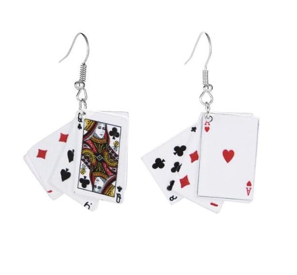 Personalisierte kreative handgemachte lustige Spielkarten-Ohrringe Coole lustige Simulations-Ohrringe
