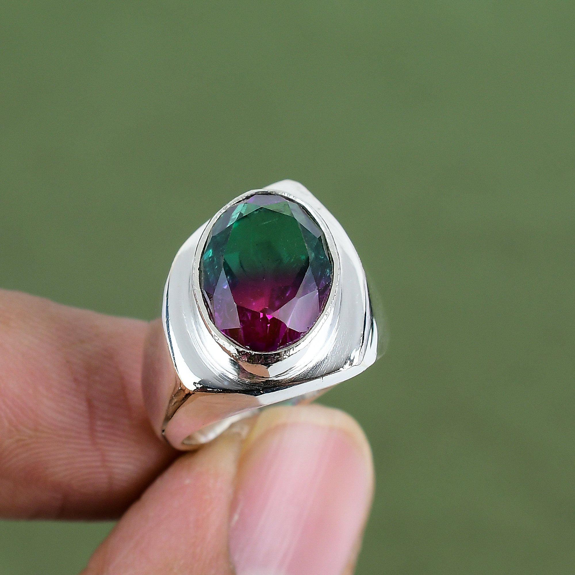 Fasetli Çoklu Turmalin Yüzük 925 Ayar Gümüş Yüzük Boho Tarzı Yüzük Düzgün Değerli Taş Takı El Yapımı Yüzük Hediye İçin Yüzük Ölçüsünde Mevcut