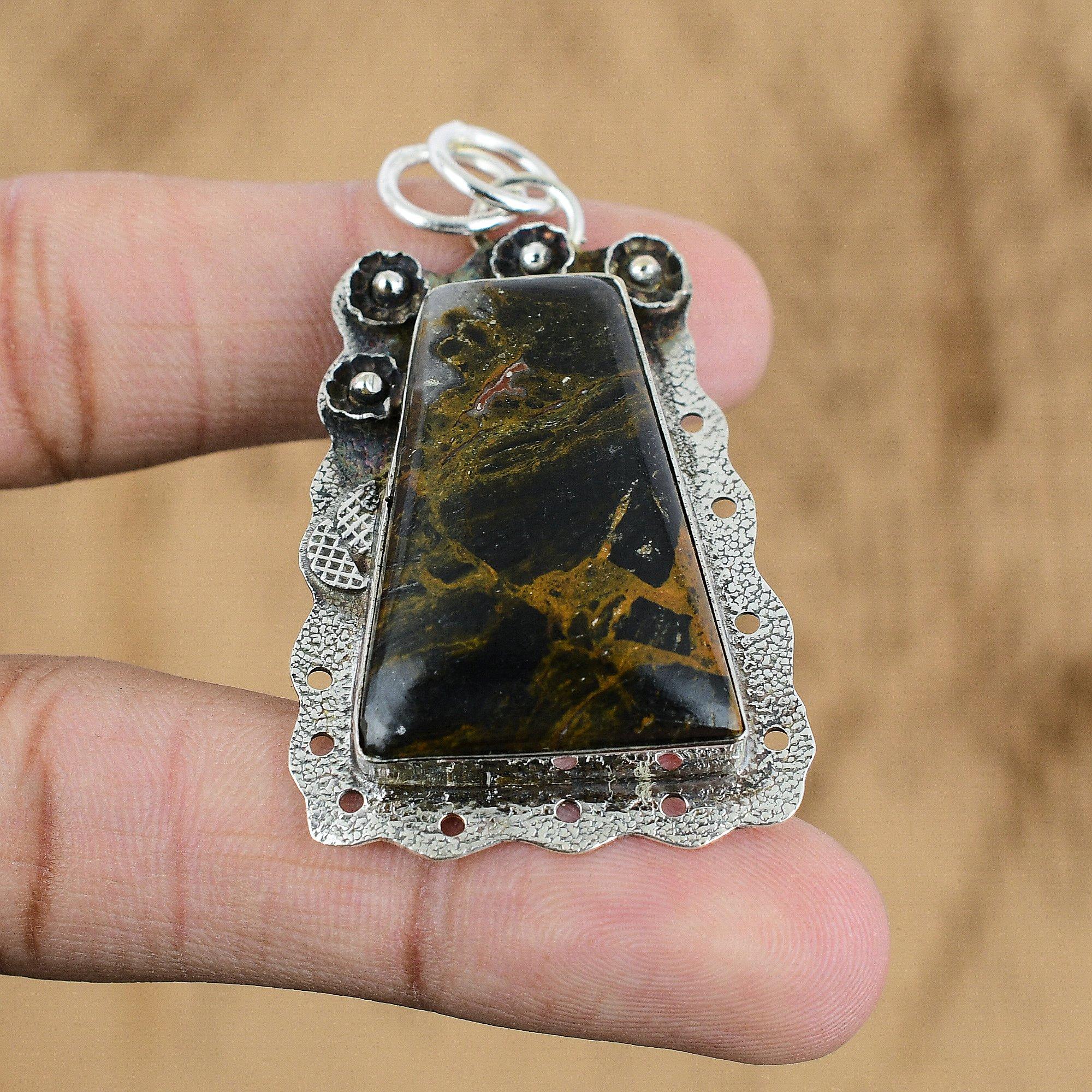 Mothers day Sale Pietersite Stone Sterling Silver Ethnic Wedding Pendant Jewelry