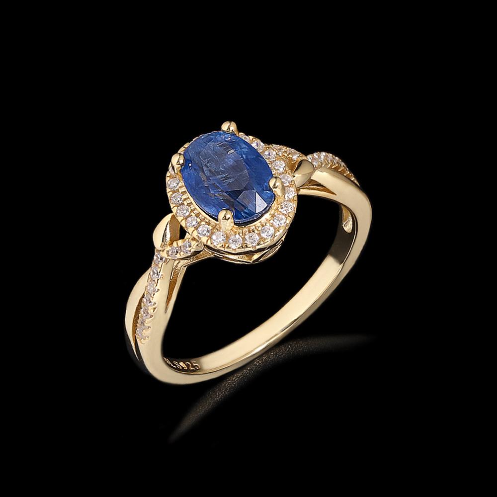 Light Luxury 925 Sterling Silver Ring December Gemstone Natural Oval 6*8mm Kyanite Fine Jewelry for Women's Birthday Gifts