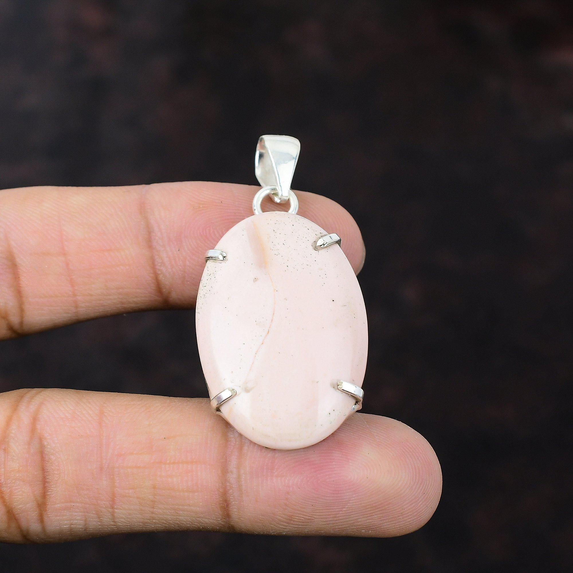 Rosa Opal Anhänger 925 Sterling Silber Anhänger Statement Schmuck Echter Edelstein Anhänger Handgemacht Boho Schmuck Geschenk für Frau Antiker Anhänger