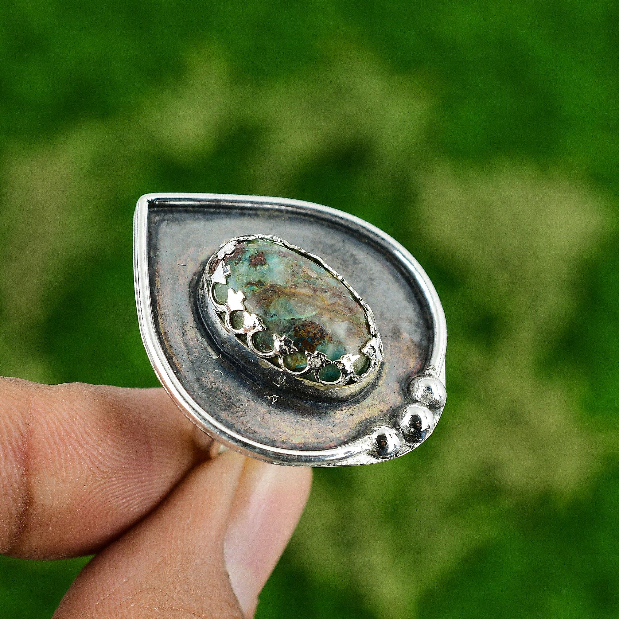 Birthday Gift For Her Natural Shattuckite Stackable Adjustable Ring 925 Silver