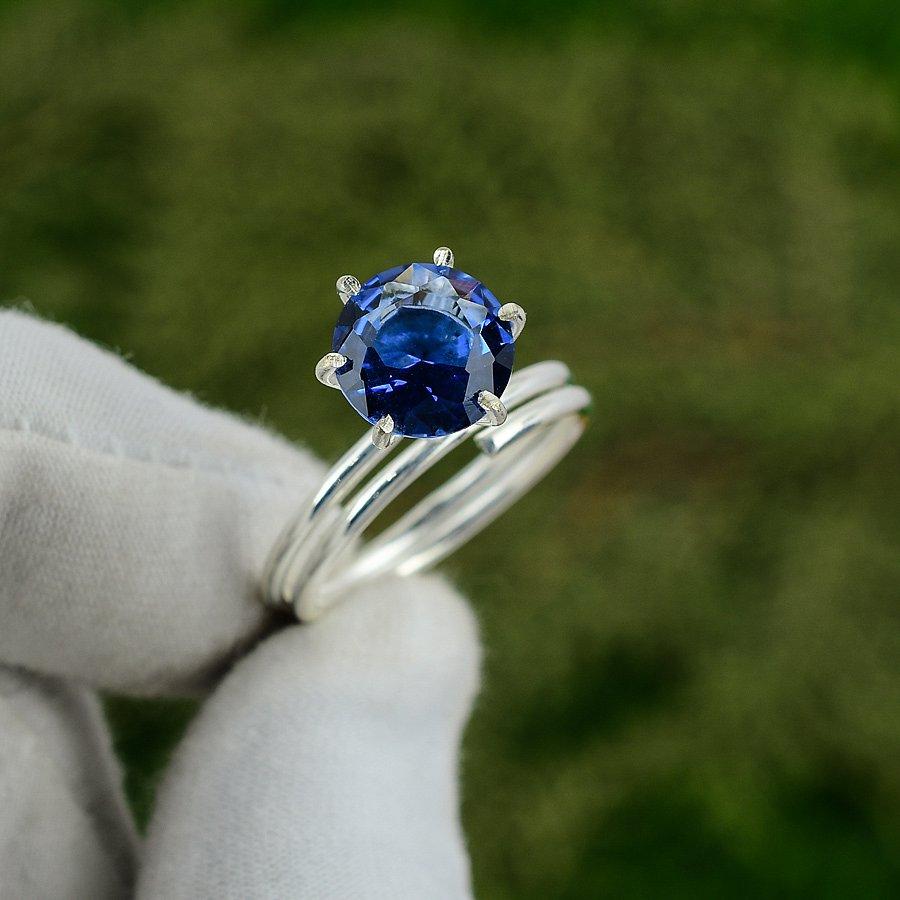 Friendship Day Sale 925 Silver Tanzanite Quartz Gemstone Solitaire Birthday Ring