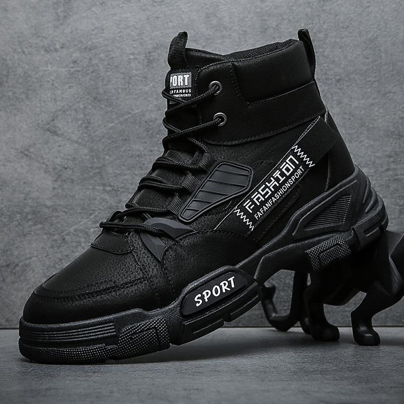 Casual Outdoor Work Boots,Trendy Men's Shoes Fashion Leather Boots,British High Top Men's Boots
