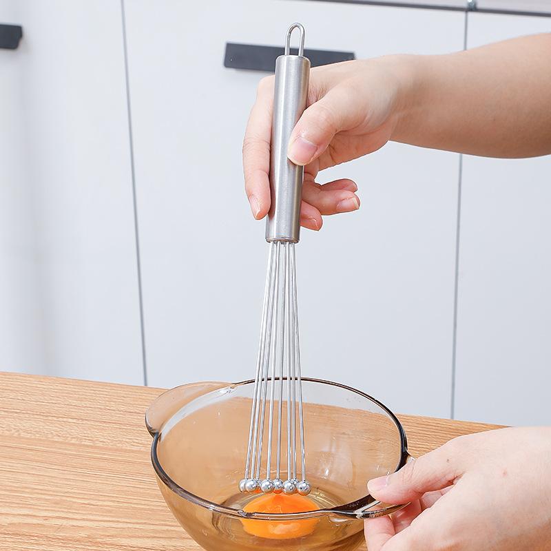 12/10 tommer Matkvalitet Husholdnings Perleformet Rustfritt Stål Eggvisp Stålkule Manuell Eggvisp Kake