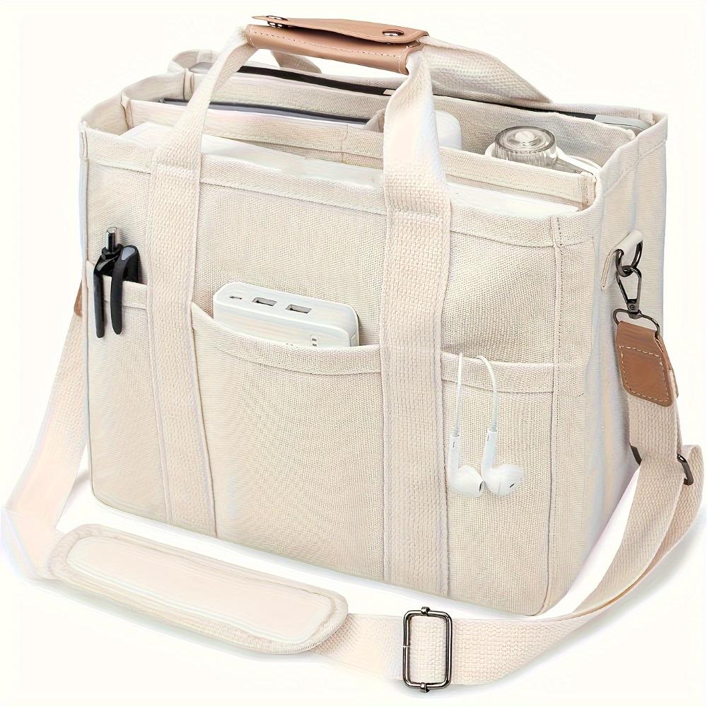 Large Capacity Multi-pocket Shoulder Bag with Compartment, Multi-function Handbag, Durable Handle, Beige