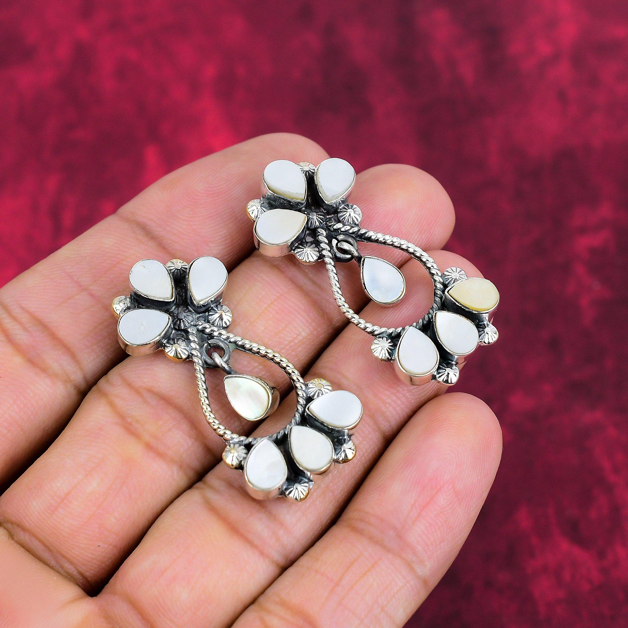 Perlmutt Ohrringe, 925 Sterling Silber Ohrringe, handgefertigter Edelsteinschmuck, Geschenke für die Frau, brandneue Ohrringe