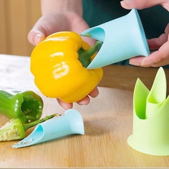 2in1 Kitchen Seed Remover Pepper Chili Bell Jalapeno Corer Seed Remover Green Pepper Chilli Cutter Corer Slicer Fruit Peeler Kitchen Utensil