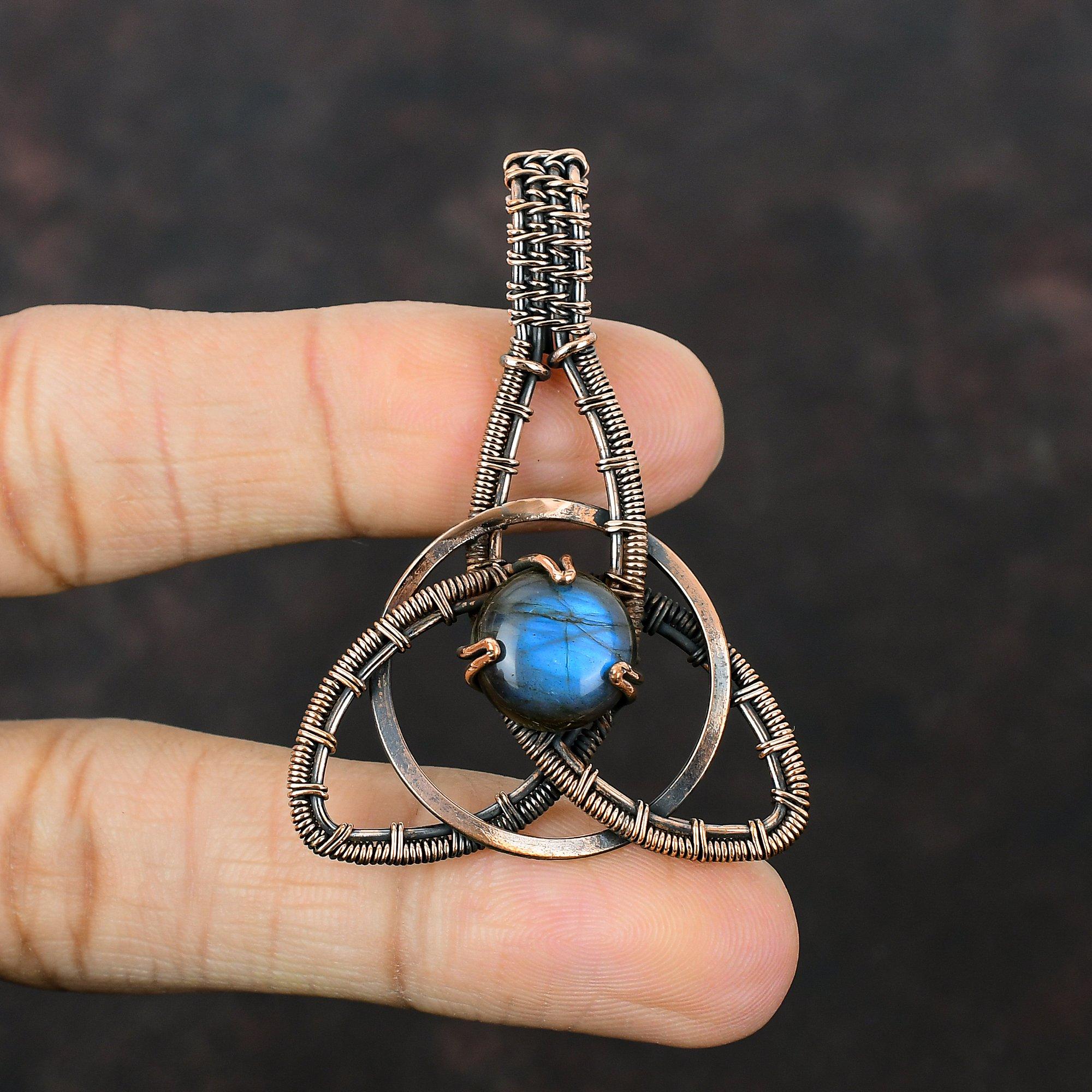 Labradorite Pendant Copper Wire Wrapped Pendant Handmade Original Gemstone Pendant Labradorite Copper Jewelry Unique Pendant Gift For Mother