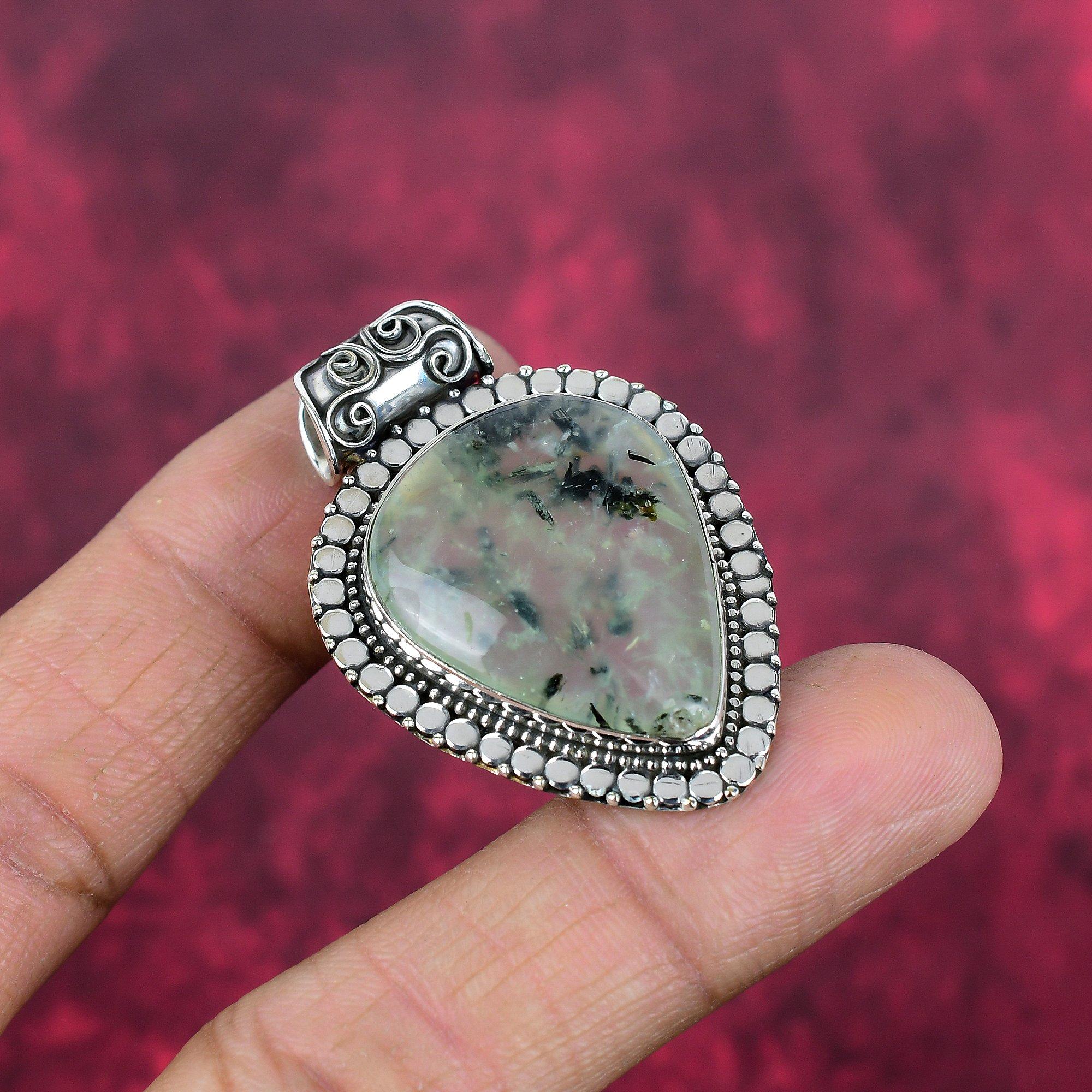 Prehnite Jewelry, 925 Solid Sterling Silver Pendant Handmade Gemstone Jewelry, Gifts For Wife Brand New Pendant