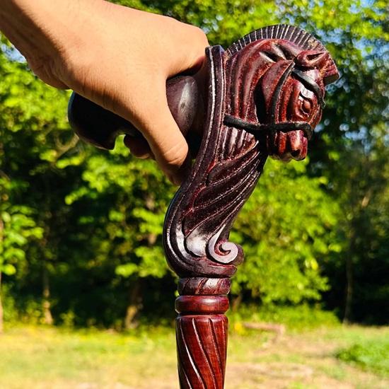 91.44 Cm Walking Cane Grandfather Stick Horse Head Walking Cane For Adult Wooden Walking Stick Christmas Gift