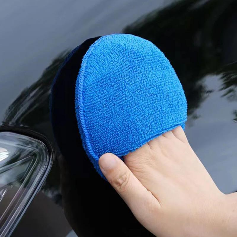 SEAMETAL Car Waxing Polish Sponges 5 Inch Car Detailing Wax Applicator Pads Round Pocket Microfiber Foam Sponges Car Cleaning Tools