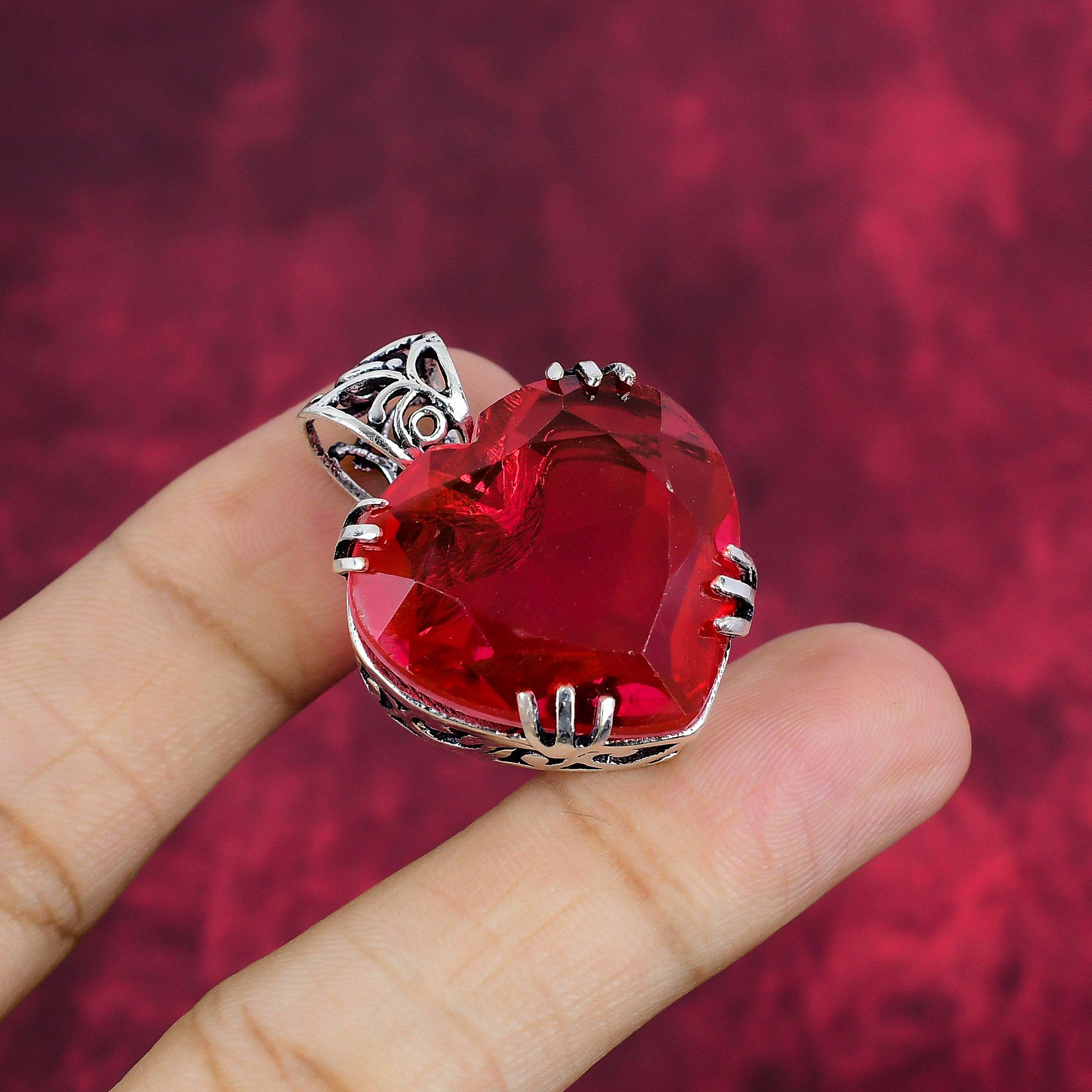 Rubellite anheng, 925 sterling sølv anheng edelstenssmykker, håndlaget anheng fantastiske smykker, gave til henne