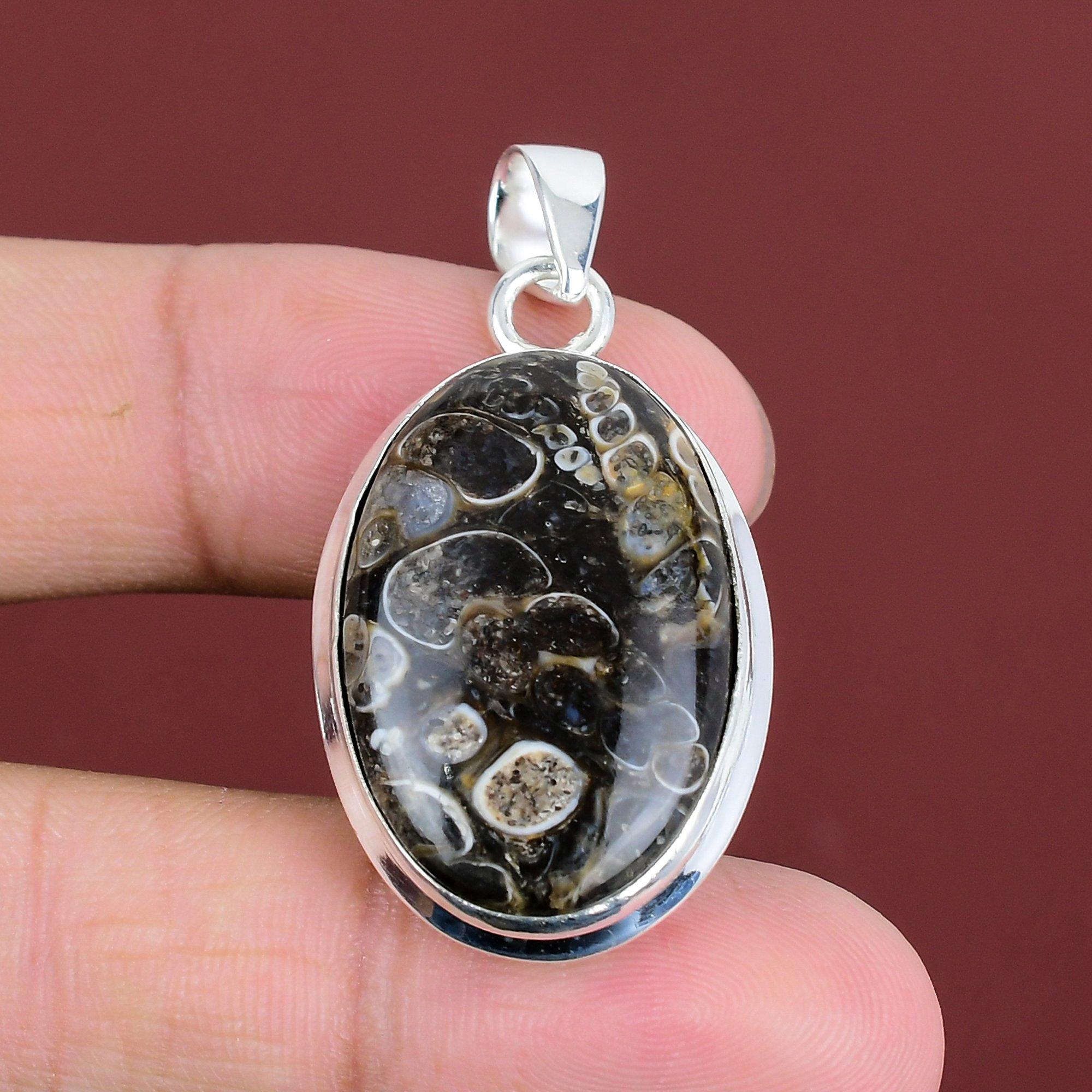 Turritella Agate Pendant Handmade Jewelry Gemstone Pendant 925 Sterling Silver Pendant Turritella Agate Jewelry Gifts For Him Dainty Pendant