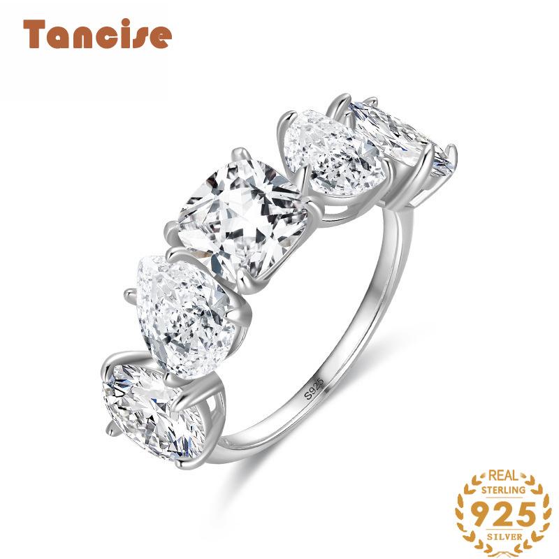 Tancise Klassischer Zirkon-Ring aus 925er-Sterlingsilber, Damenschmuck, Hochzeitsversprechen, Party-Geschenk
