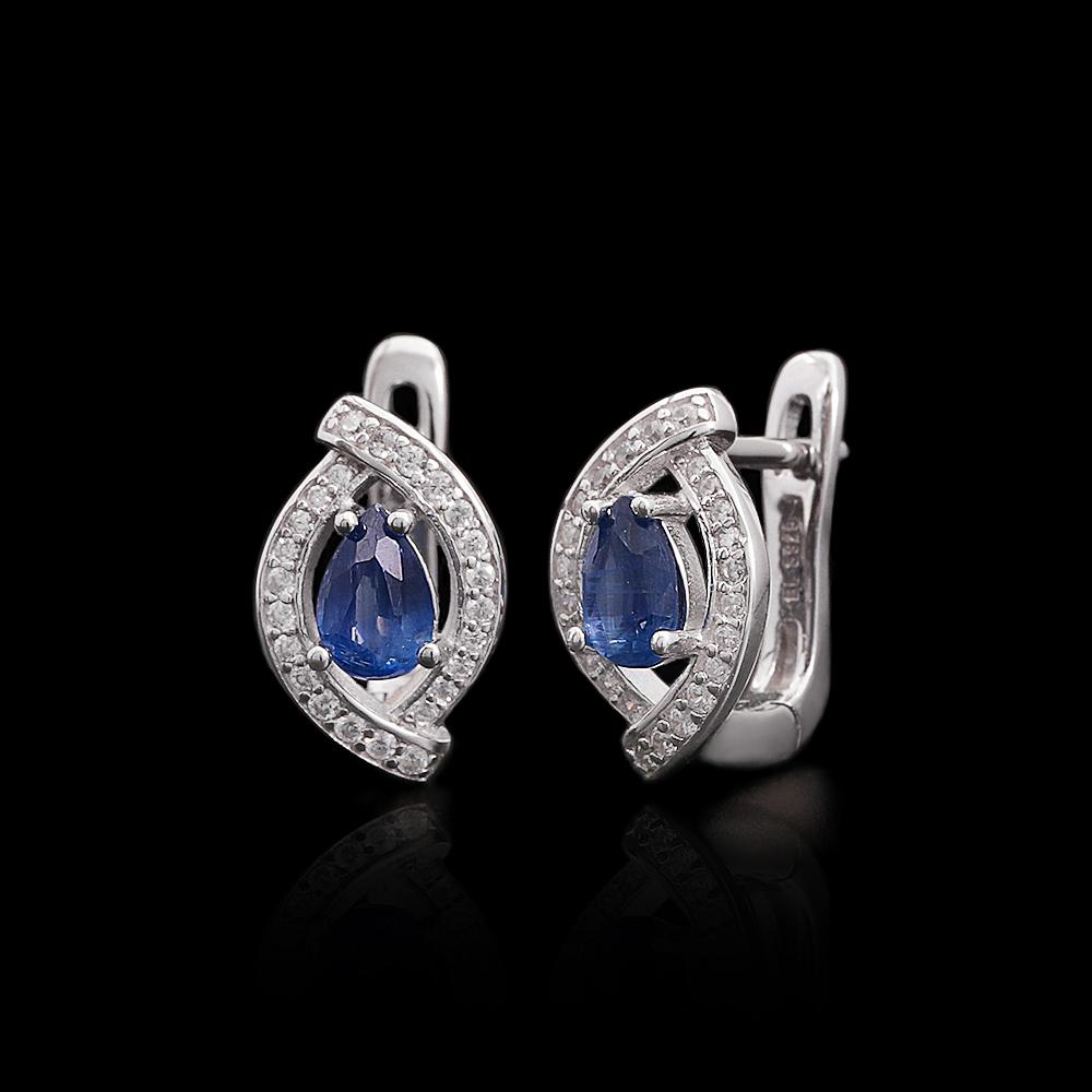 Light Luxury 925 Sterling Silver Clasp Earrings Natural Pear 4*6mm Kyanite Simple Fine Jewelry for Women's Banquet Festival Wear