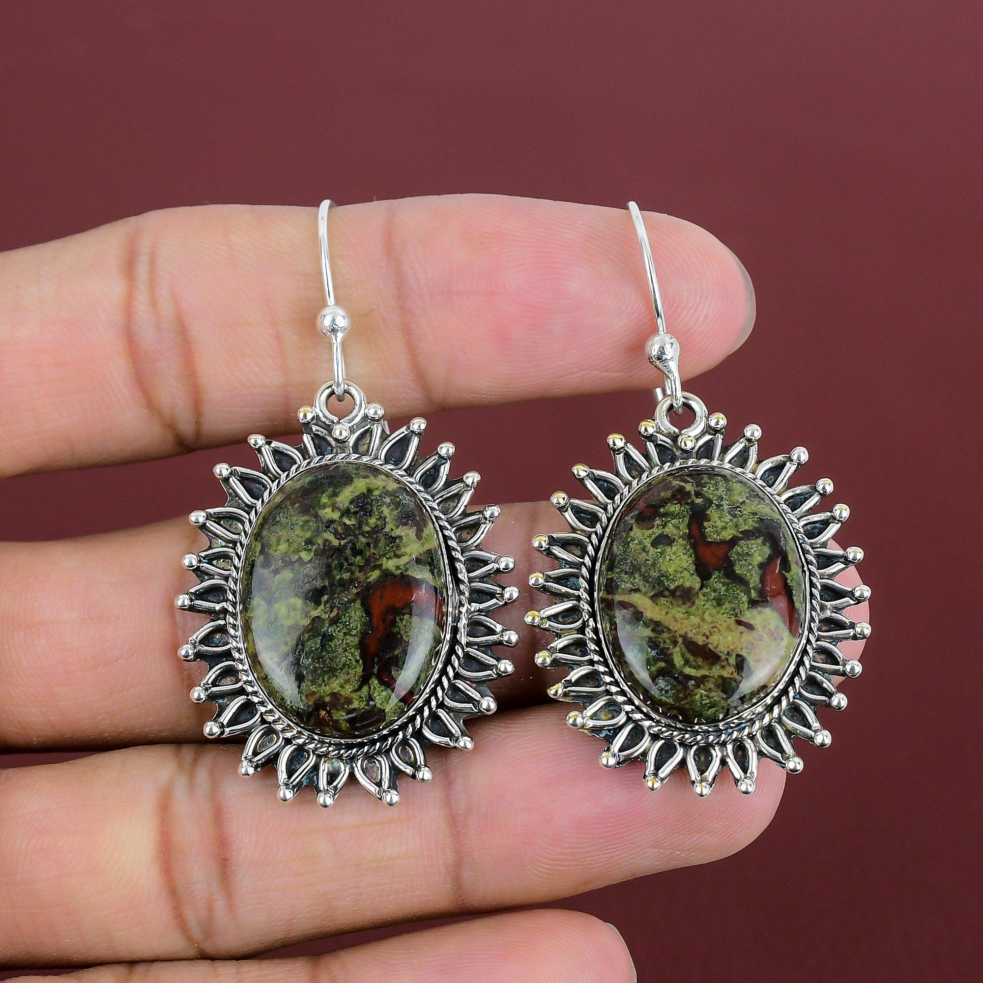 Dragon Bloodstone Earring 925 Sterling Silver Earring Handmade Stylish Earring Elegant Jewelry Very Pretty Gemstone Earrings Gifts For Women