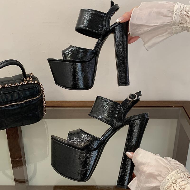 Eilyken Summer Fashion Open Toe Buckle Strap Sandals Women Extreme Platform Square Heels Shoes