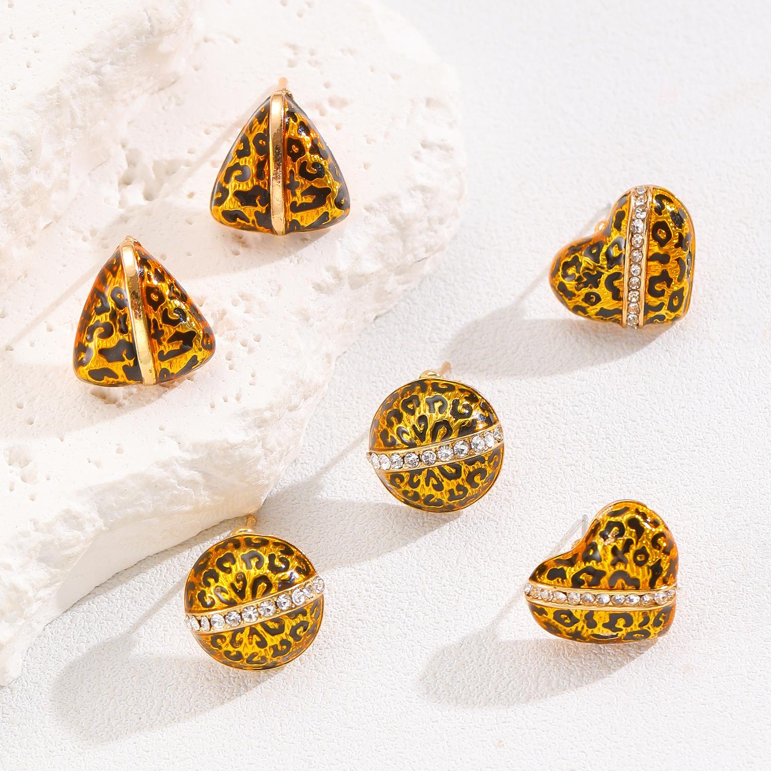 Geometric Simplicity Luxury Maillard Glazed Leopard Print Earrings For Women