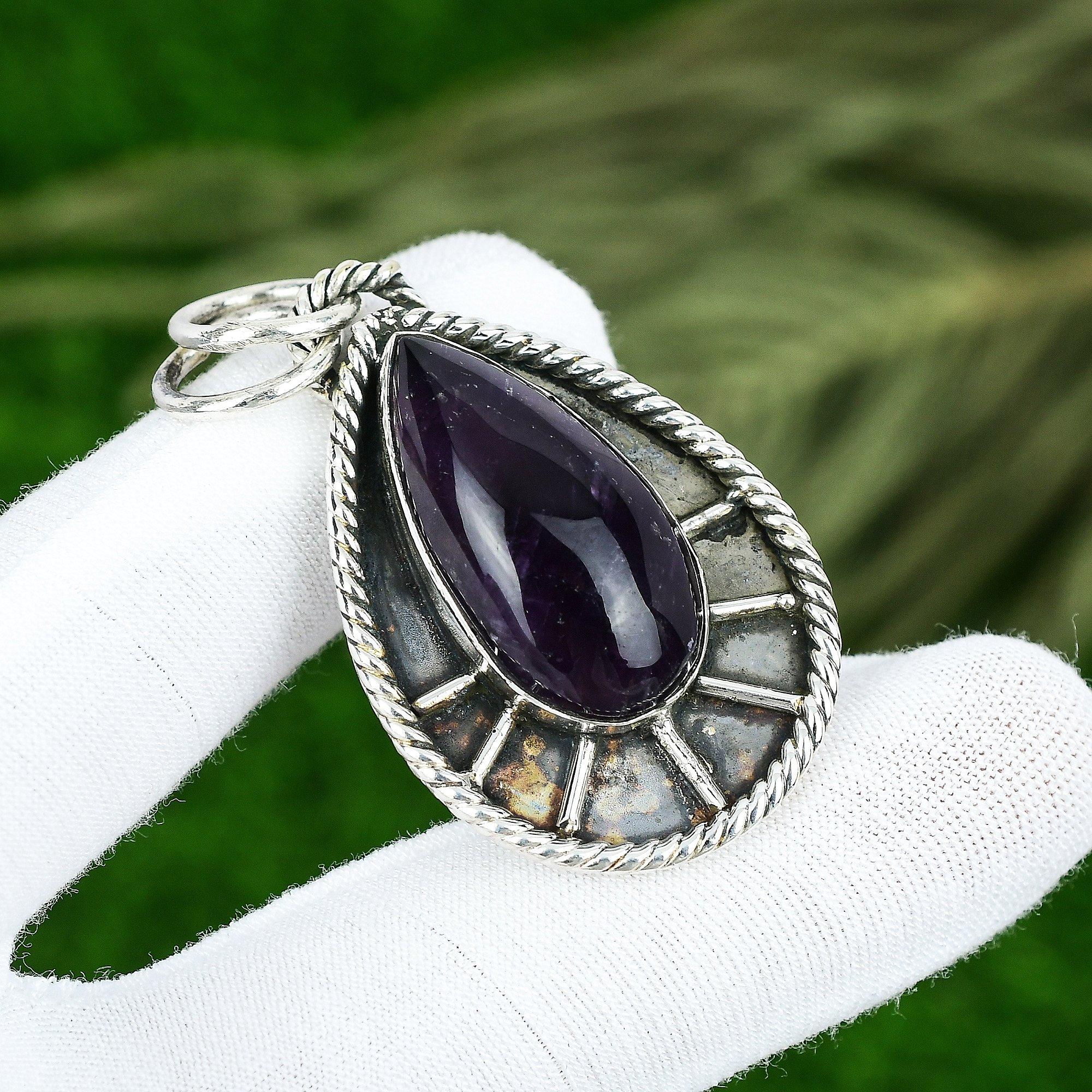 Gift For Her 925 Sterling Silver Natural Star Amethyst Gemstone Jewelry Pendant