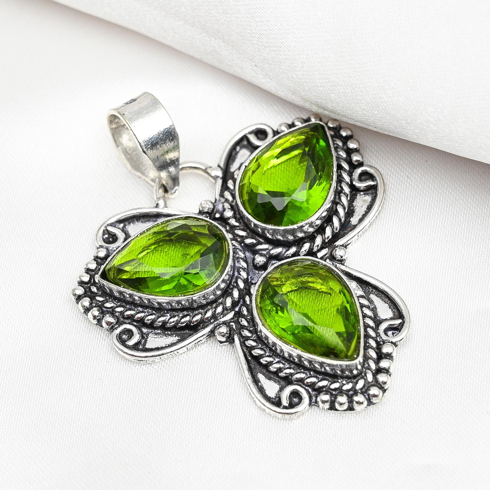 Peridot Handmade Gemstone Pendant, 925 Solid Sterling Silver Pendant, Unique Design Jewelry Pendant
