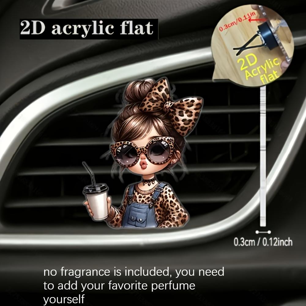 2D Flat Fashion Girl Car Vent Clip Decorative Diffuser (fragrance Not Included), Car Interior Decoration, Aromatherapy Clip, Ideal for Holiday Gifts