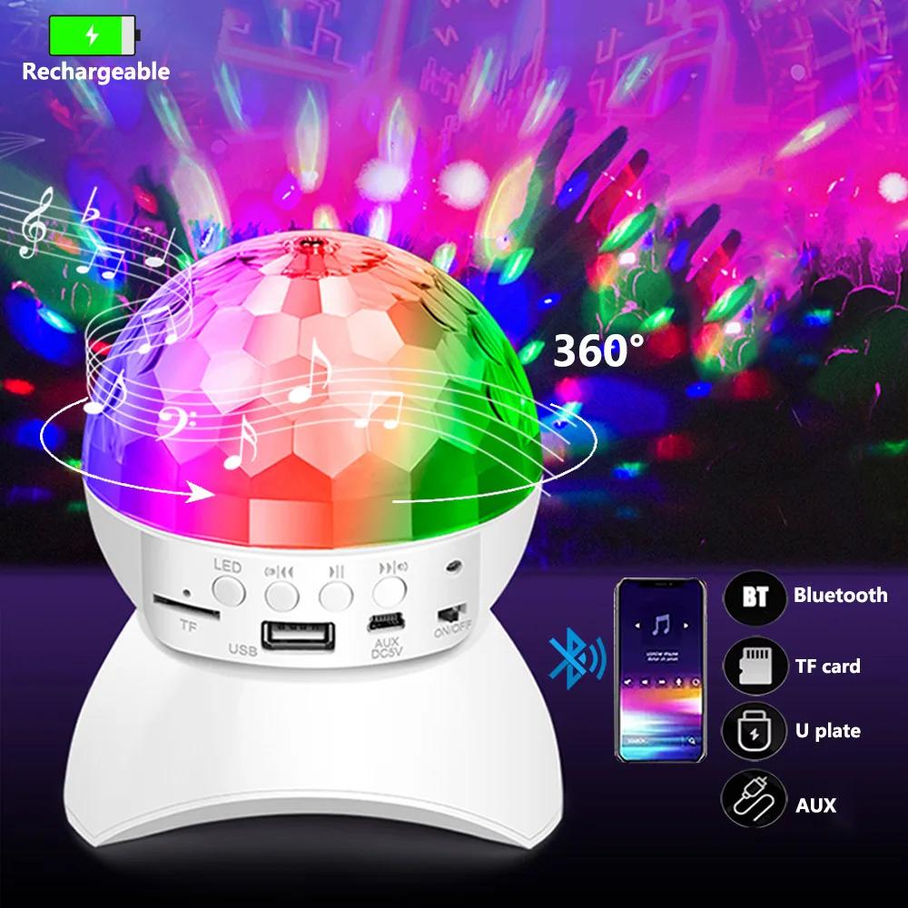 USB Charging Bluetooth Music Light Disco Rotating Stage Light LED RGB DJ Ball Party Wedding Atmosphere Lights