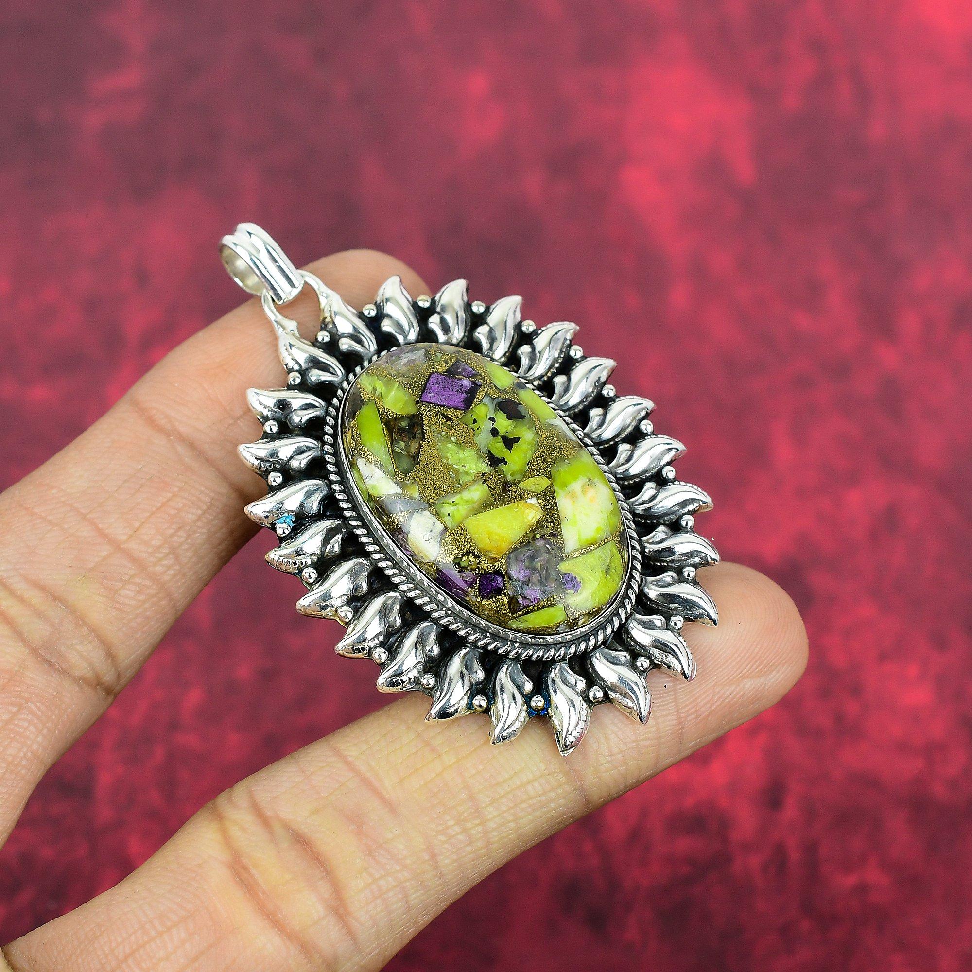 Copper Stichtite Pendant, 925 Solid Sterling Silver Gemstone Jewelry, Handmade Pendant, For Thanksgiving