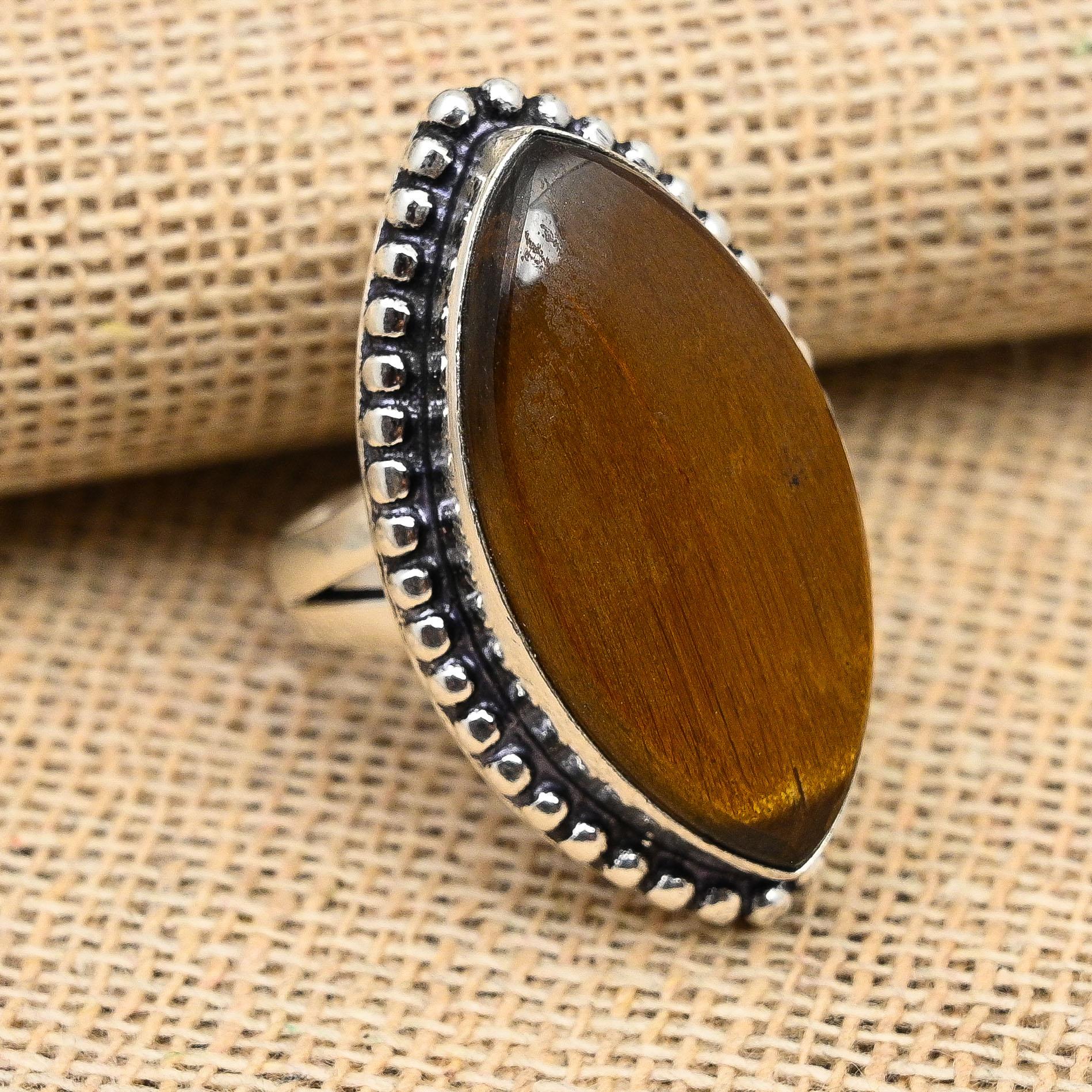Tiger's Eye Gemstone Handmade Solid 925 Sterling Silver Ring Jewelry For Love