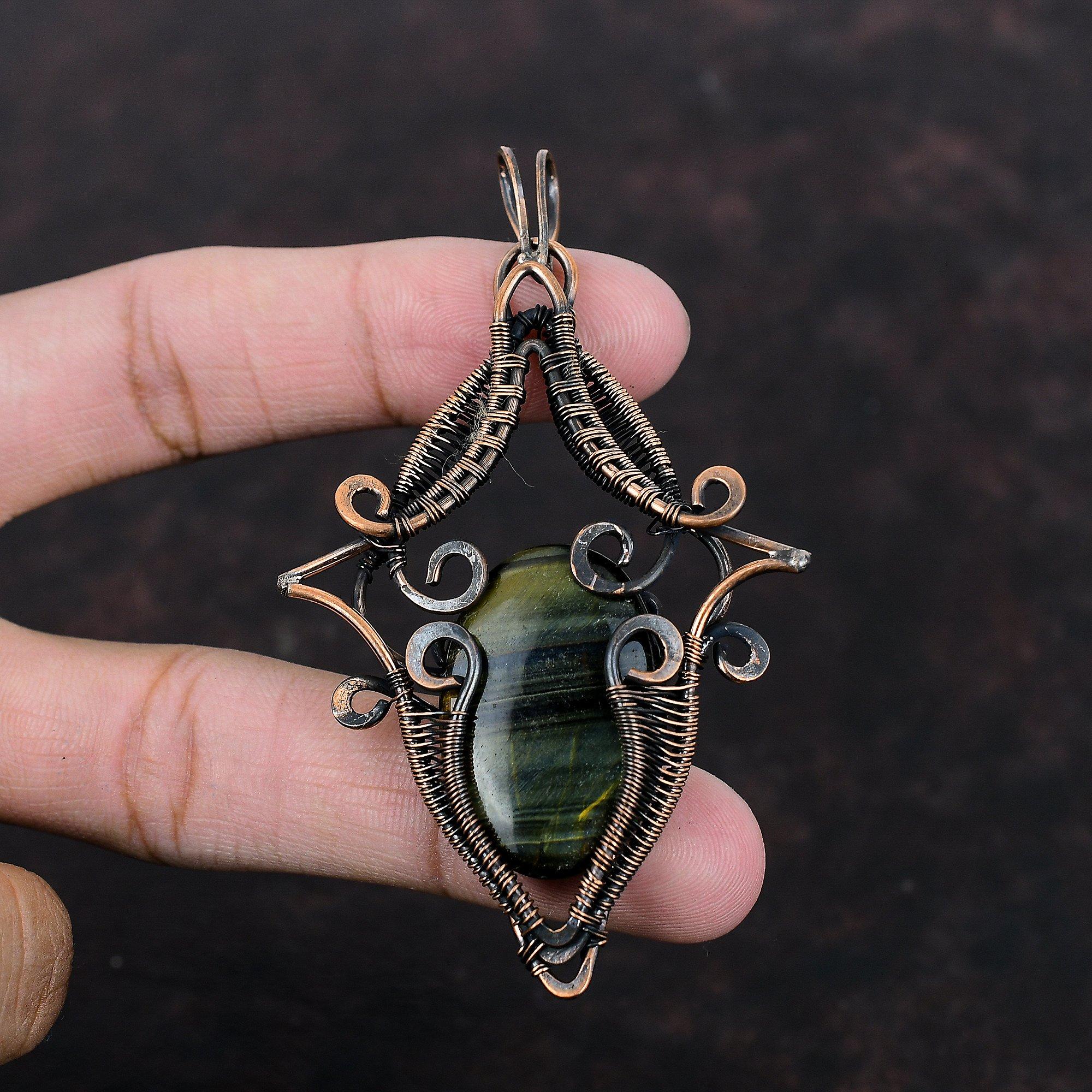 Nellite Gemstone Pendant Copper Wire Wrapped Pendant Handmade Brand New Jewelry Ethnic Style Pendant Nellite Copper Jewelry Pendant For Gift