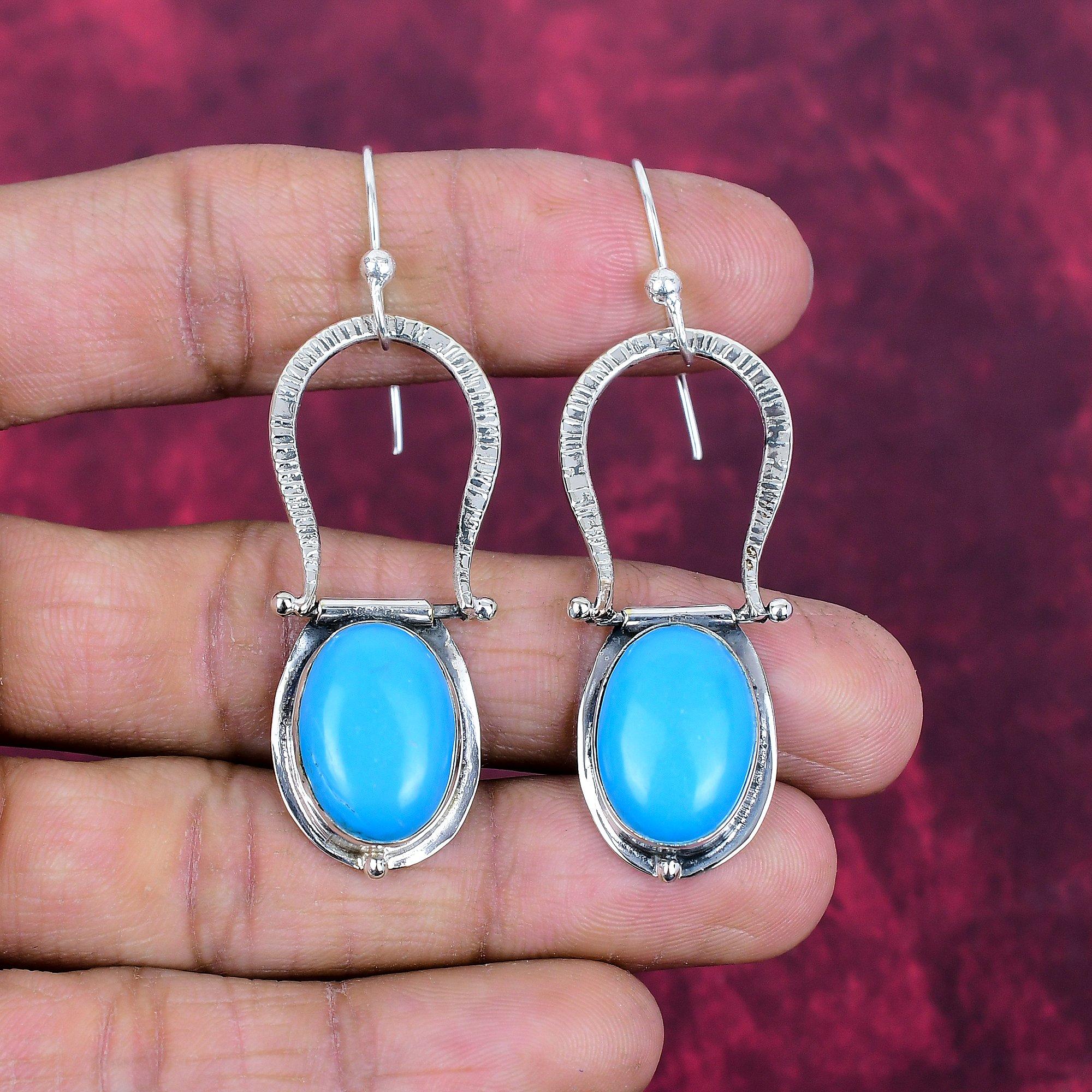 Sleeping Beauty Turquoise Jewelry, 925 Solid Sterling Silver Earrings Jewelry, Handmade Earrings Gemstone Jewelry For Women
