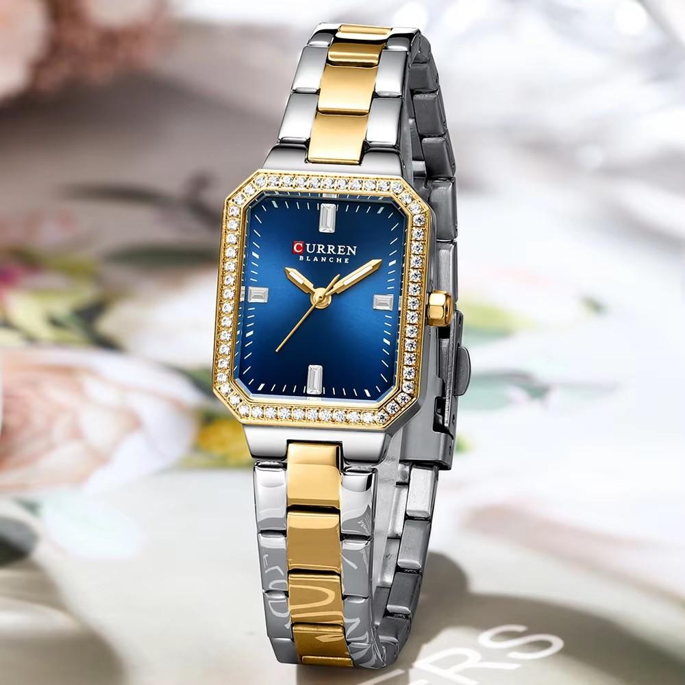 CURREN Dámské hodinky Quartz hodinky pro dámy Jednoduché elegantní šaty Náramkové hodinky Nerezové voděodolné svítící dámské hodinky