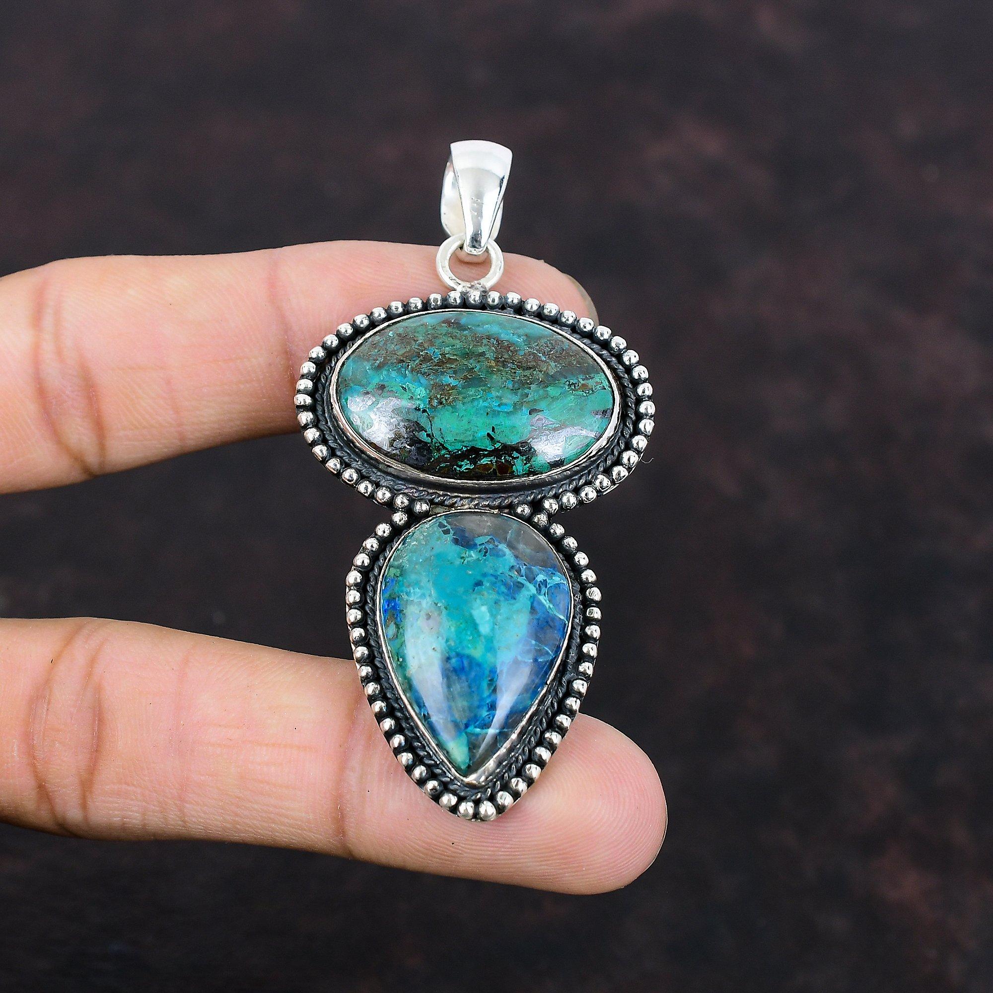 Chrysocolla Pendant Handmade Decent Jewelry 925 Sterling Silver Pendant Vintage Pendant Gemstone Jewelry Healing Stone Pendant Wedding Gift