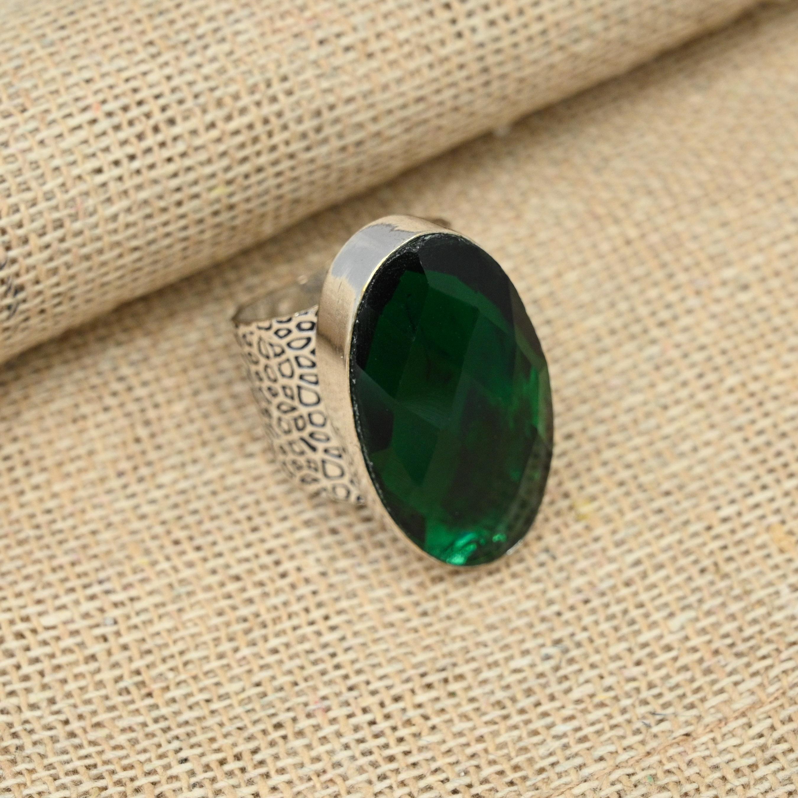 Charming Chrome Diopside Handmade Solid 925 Sterling Silver Handmade Wedding Ring