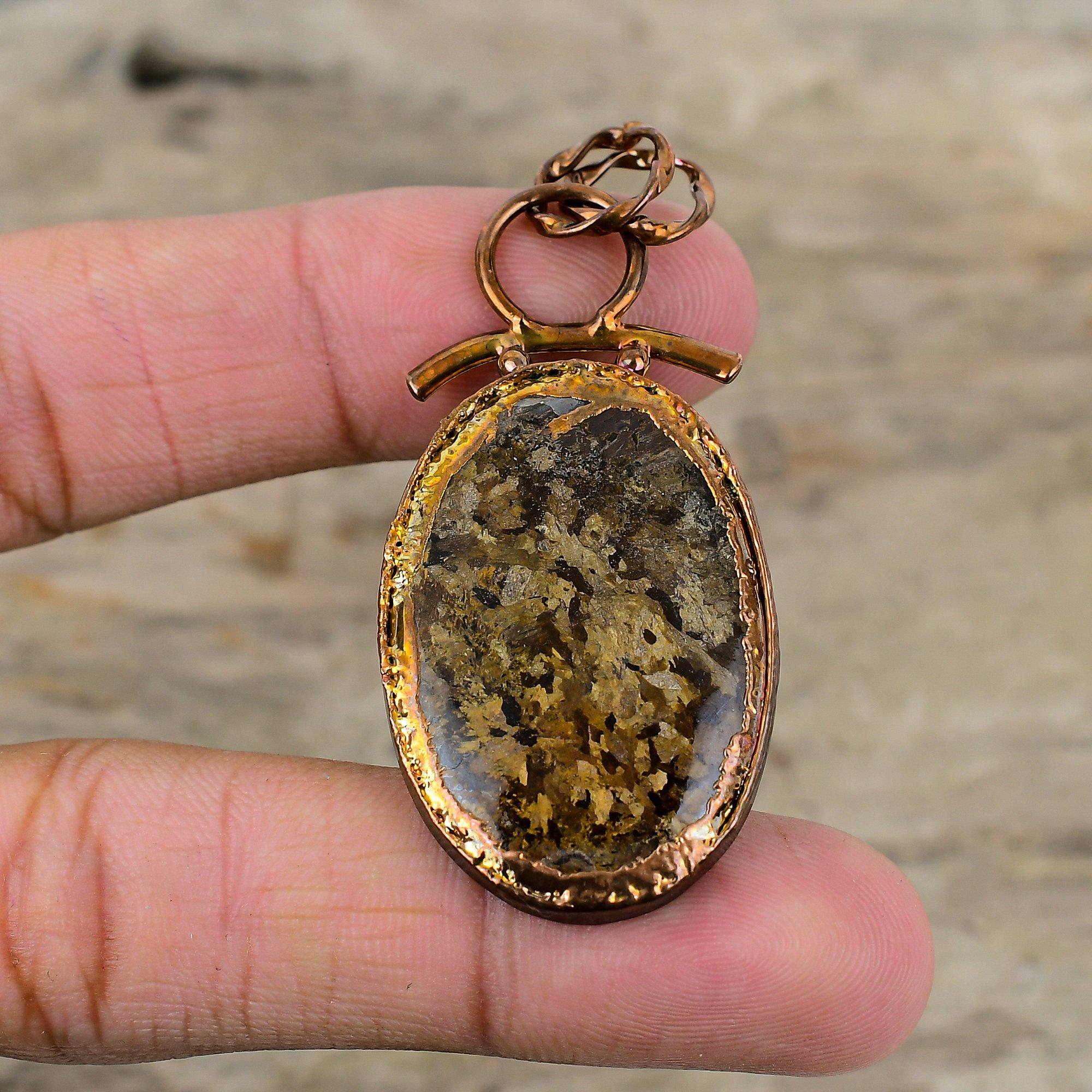 Bronzite Pendant Electroformed Copper Pendant Handmade Pendant Electroformed Jewelry Gemstone Pendant Wedding Gift Wonderful Copper Jewelry